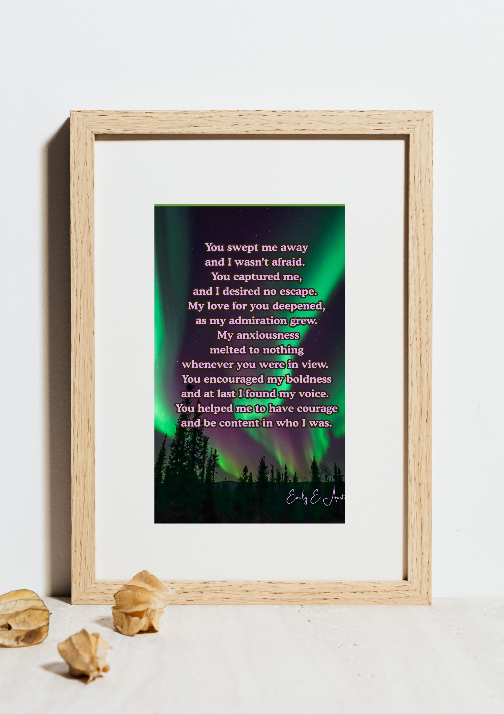 Romantic Poetry "You Swept Me Away" - Northen Lights Design - Printable Poster