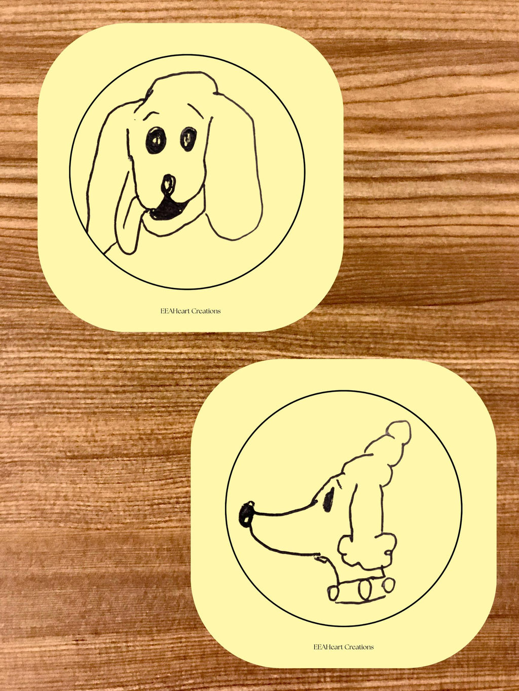 Doggy drawing stickers printable, hand-drawn dog decals, digital download PNG