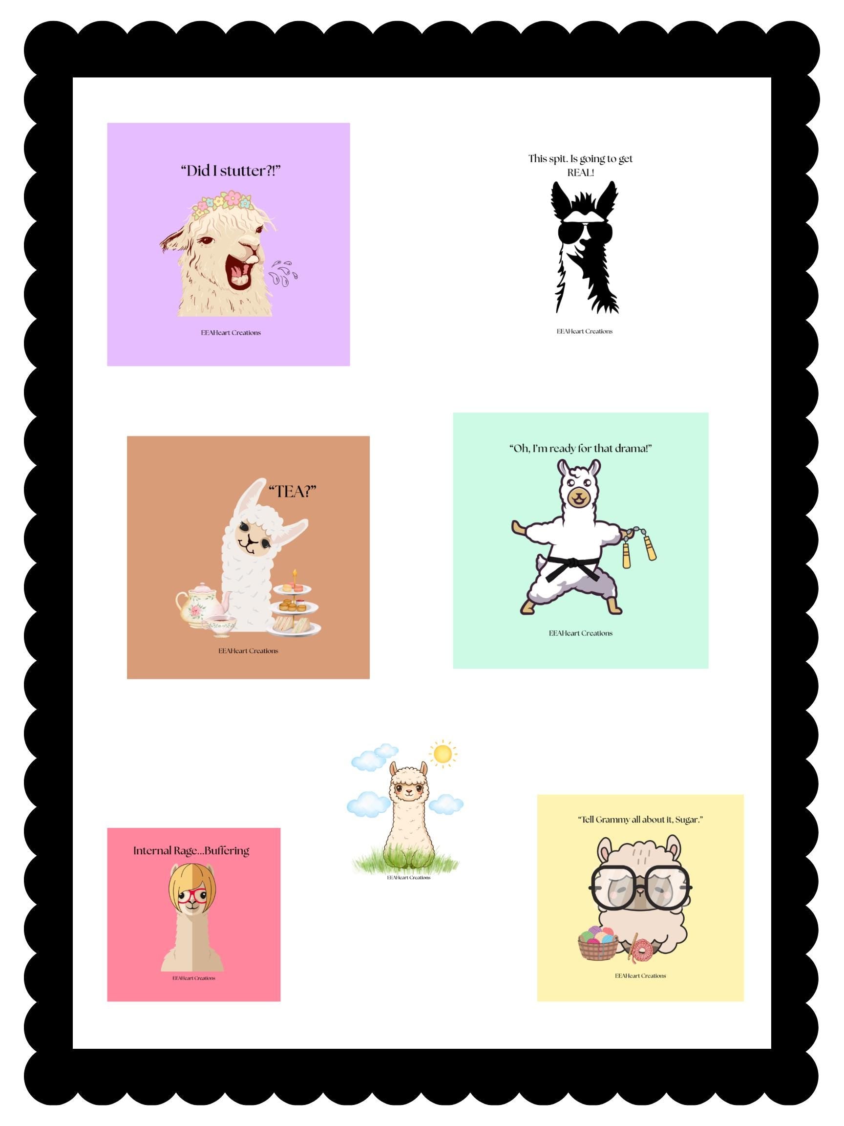 Llama Stickers - Digital Download