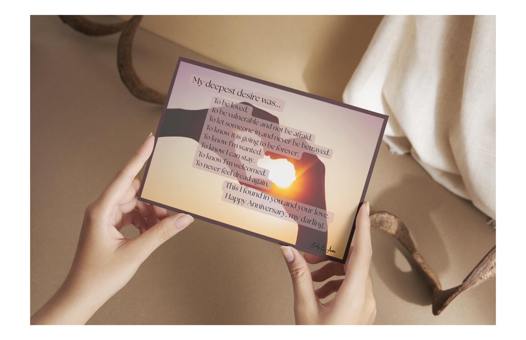 Anniversary Card "My Deepest Desire" - Heart Hands