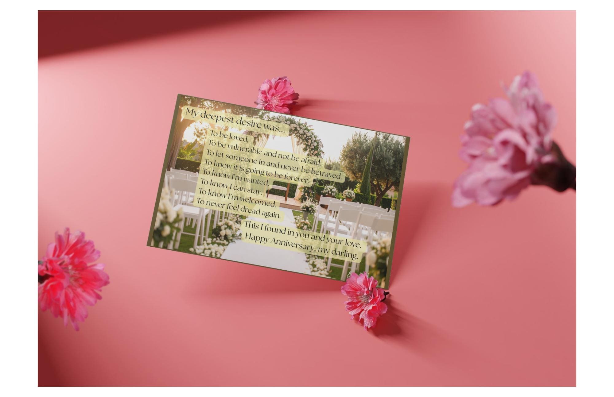 Poetry Anniversary Card - "My Deepest Desire" - Wedding Sunset Design - Digital Download