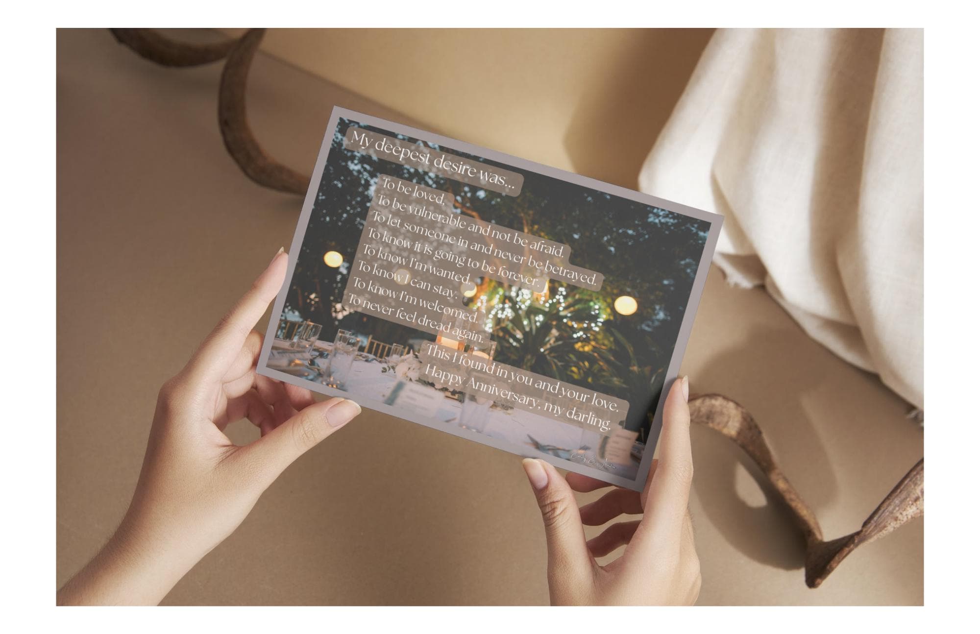 Anniversary Card "My Deepest Desire" - Wedding Table