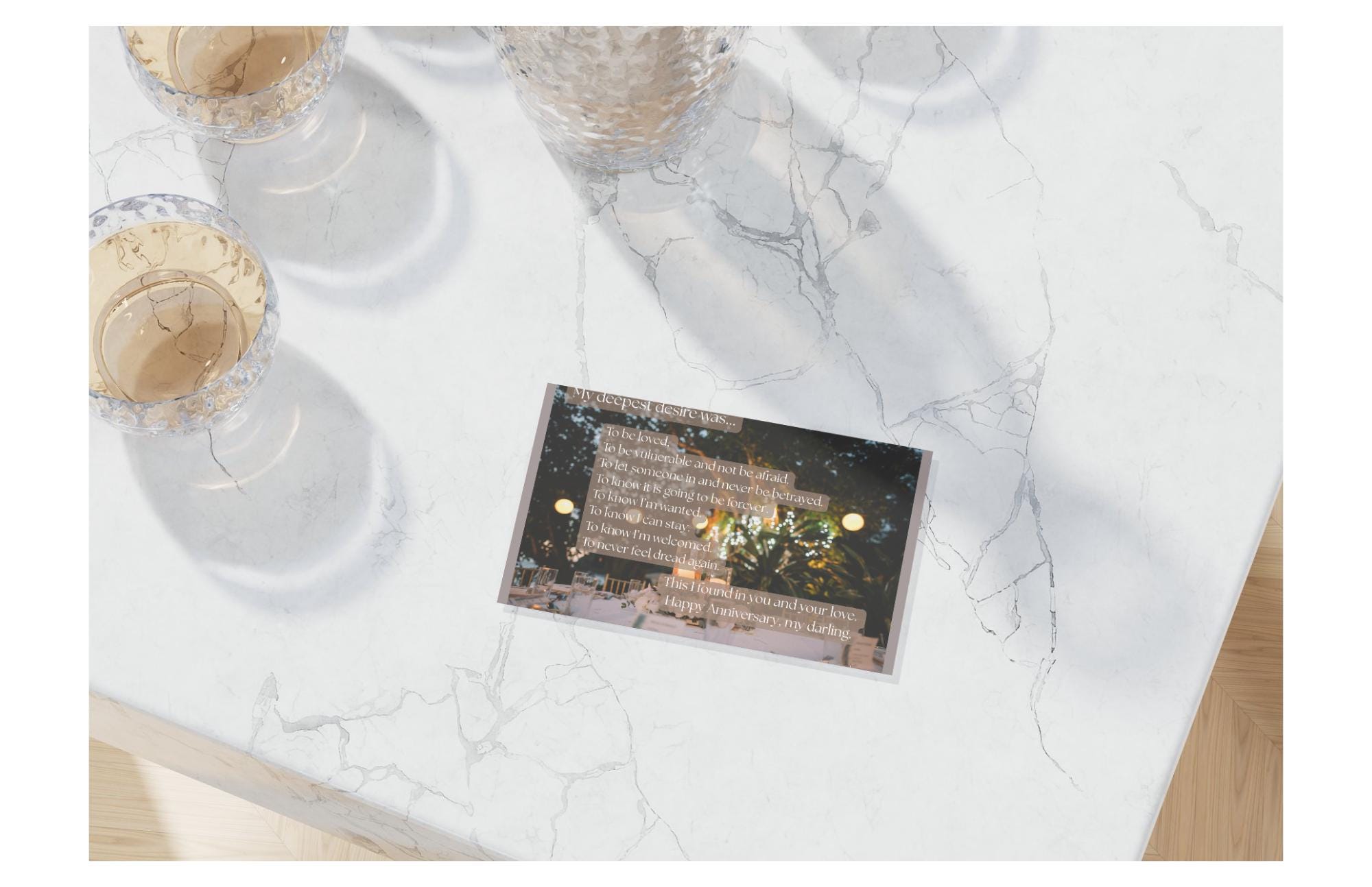 Anniversary Card "My Deepest Desire" - Wedding Table