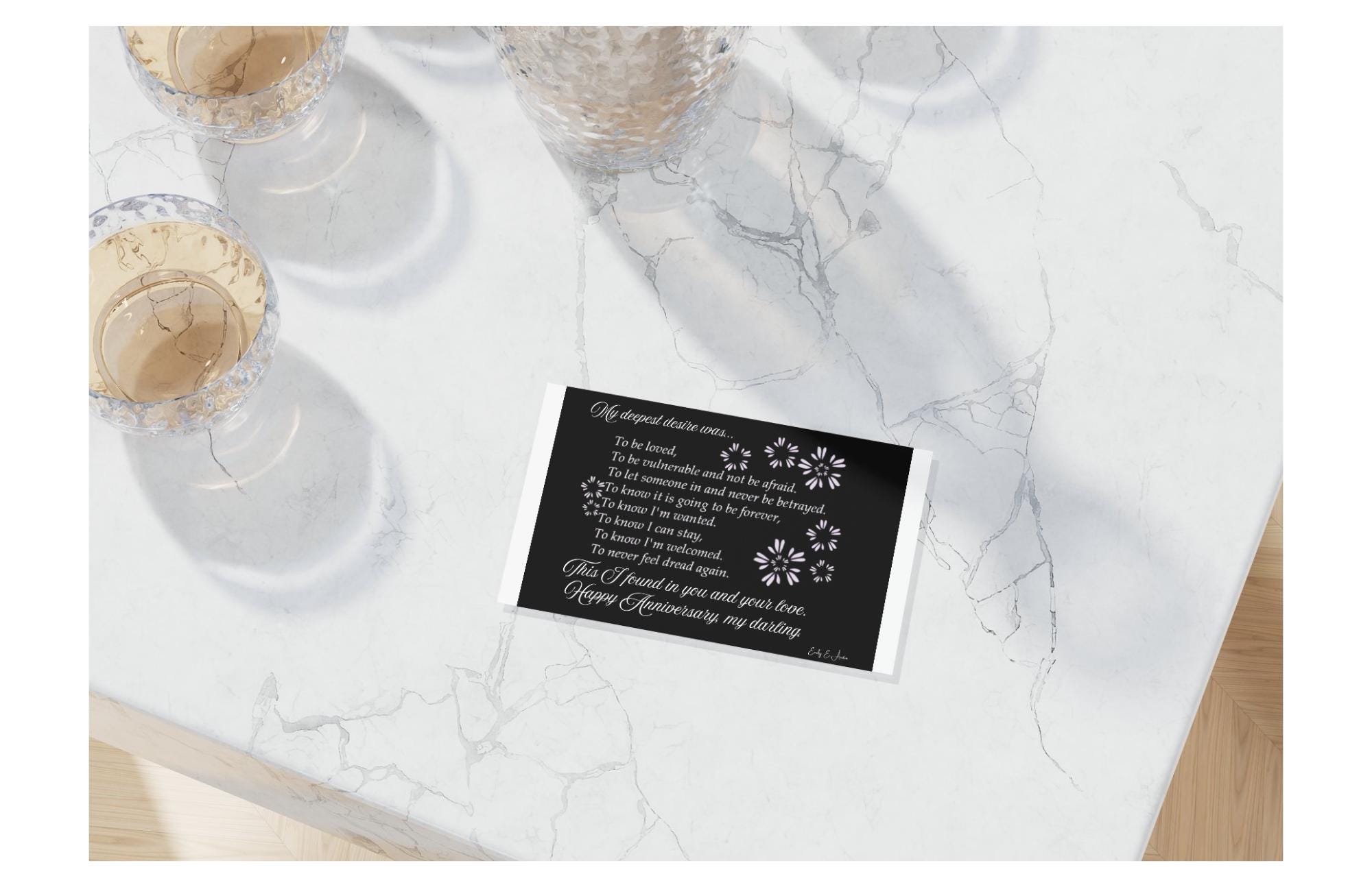 Romantic Anniversary Card - "My Deepest Desire" - Black Design - Digital/Printable Card