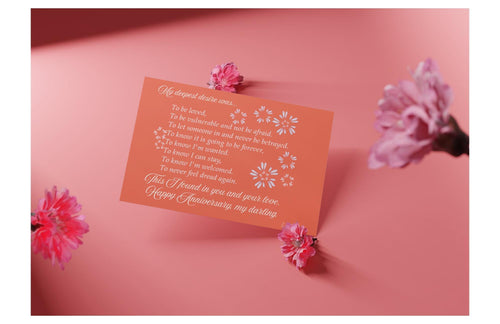 Anniversary Card for Her - "My Deepest Desire" - Orange Design - Digital/Printable Card