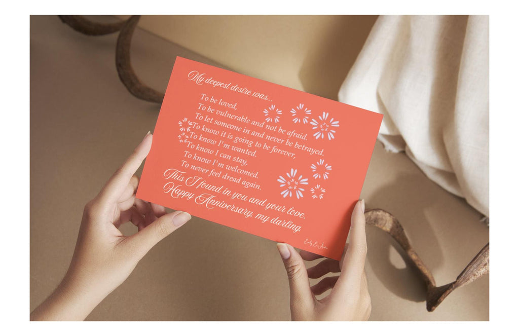 Anniversary Card for Her - "My Deepest Desire" - Orange Design - Digital/Printable Card