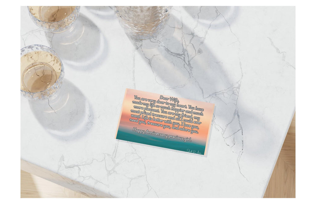 Anniversary Card for Her -"Dear Wife" - Sunset Design - Digital/Printable Card