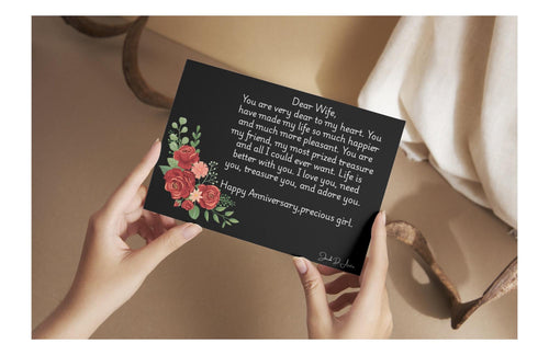 Anniversary Card for Her - "Dear Wife" - Black Design - Digital/Printable Card