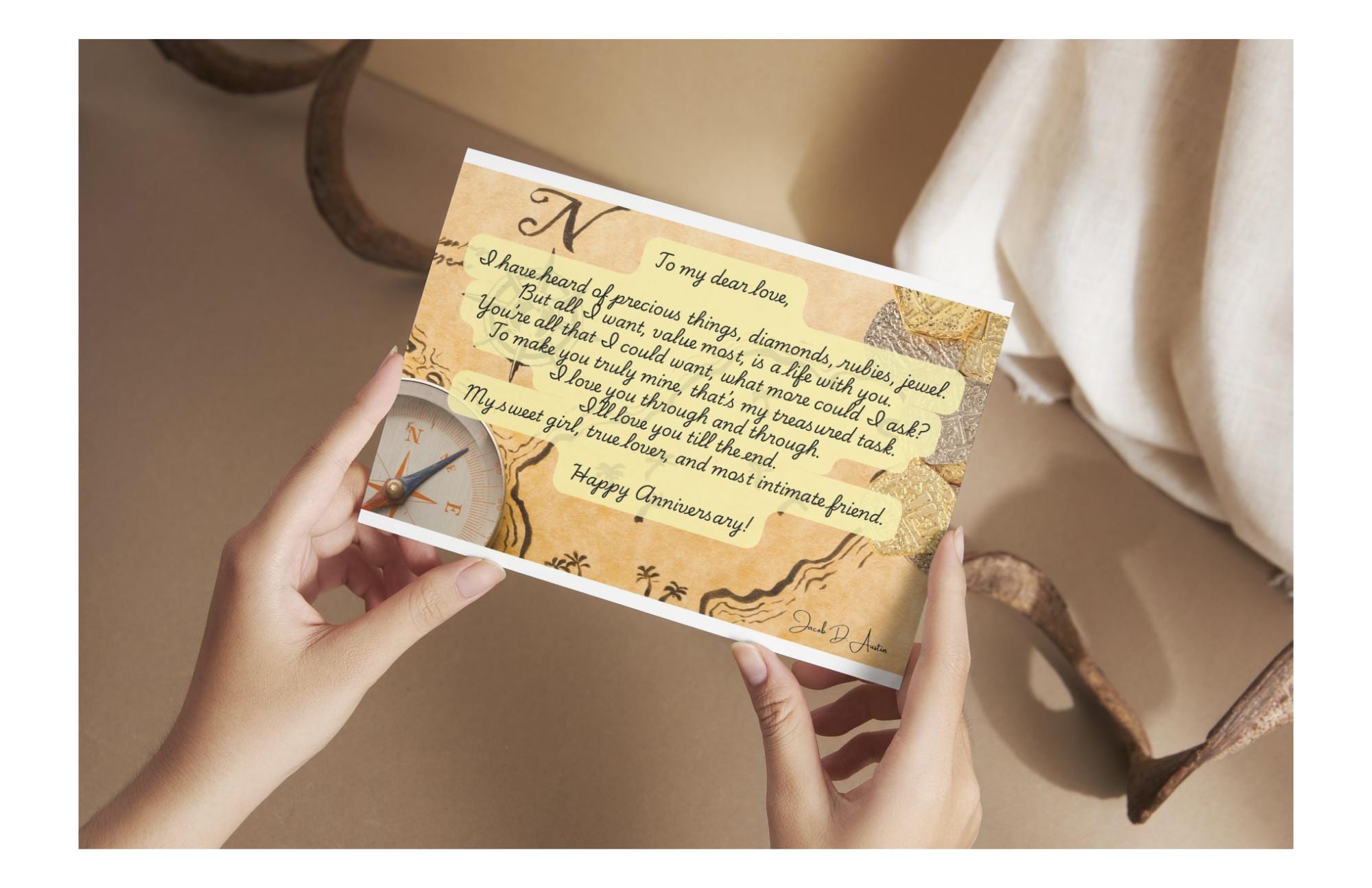 Anniversary Card "To My Dear Love" - Treasure Map