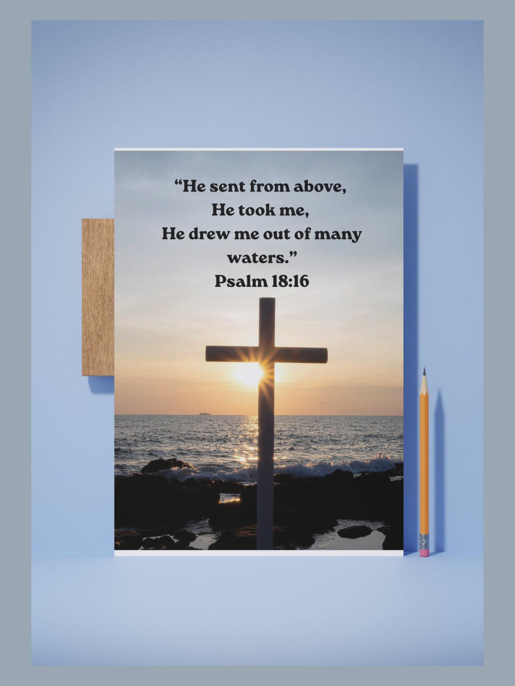 Bible Verse Art - Psalm 18:16 "He Sent from above." - Digital Download Poster
