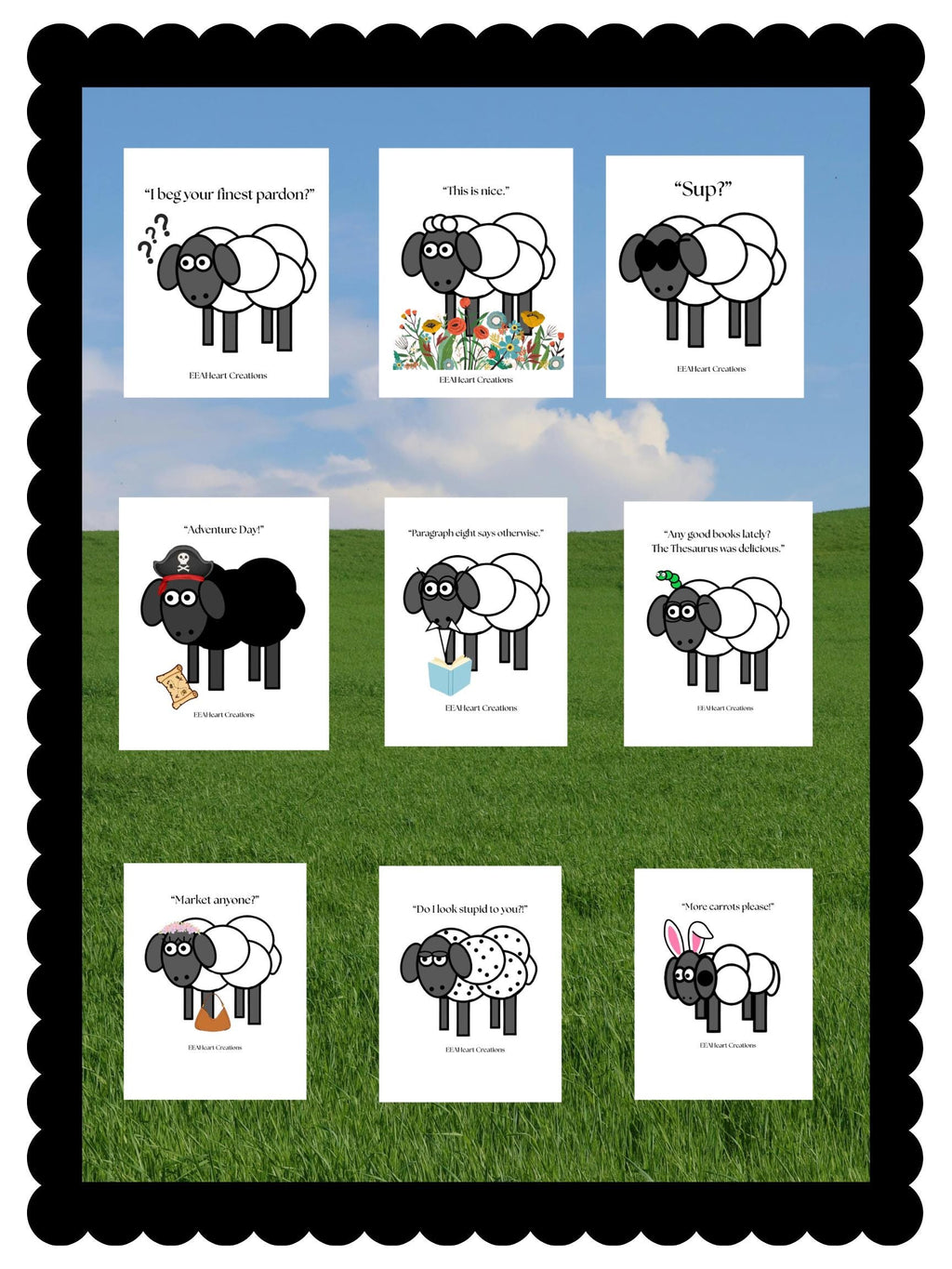 Happy Sheep Stickers - Digital Download