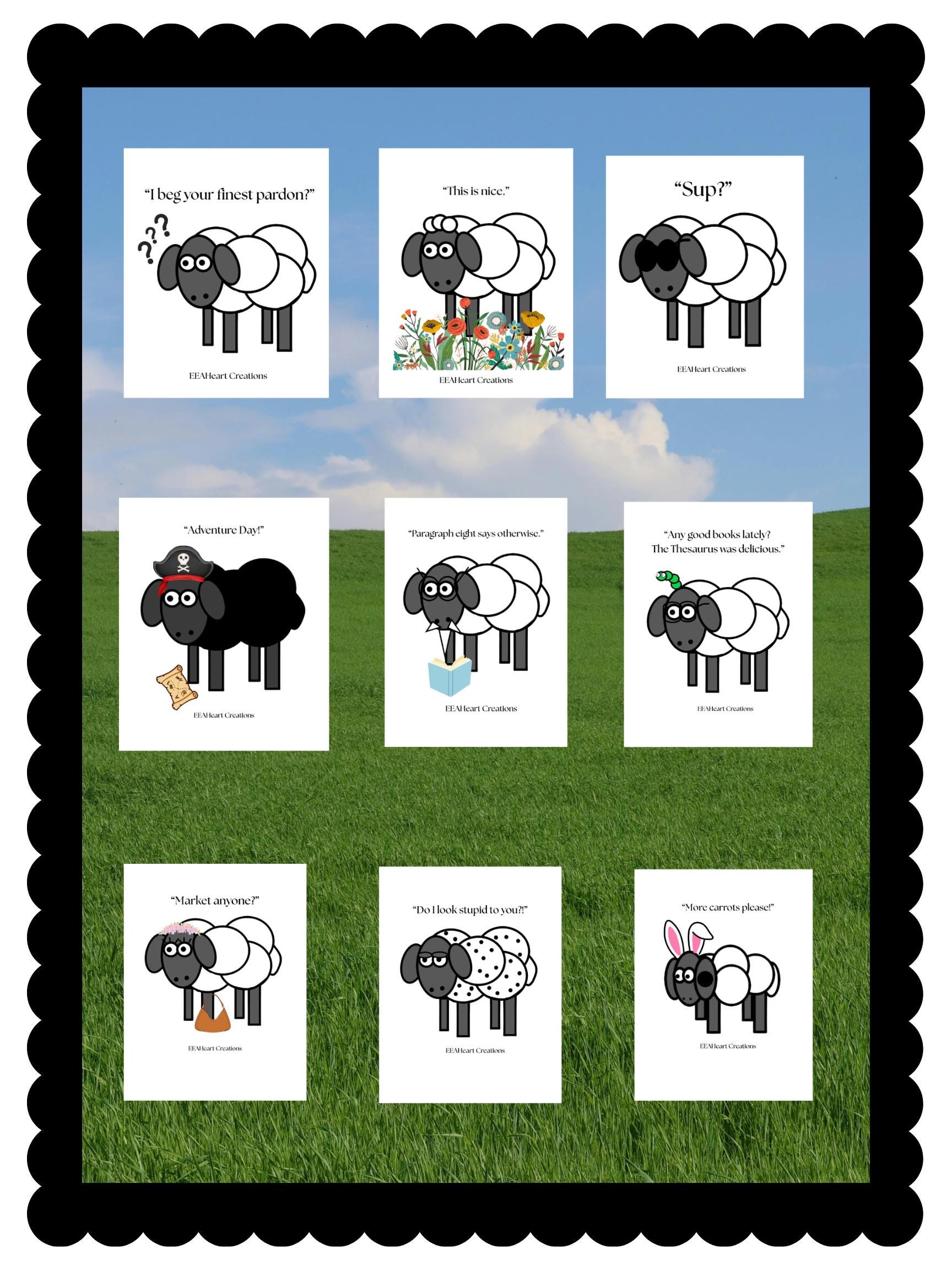 Happy Sheep Stickers - Digital Download
