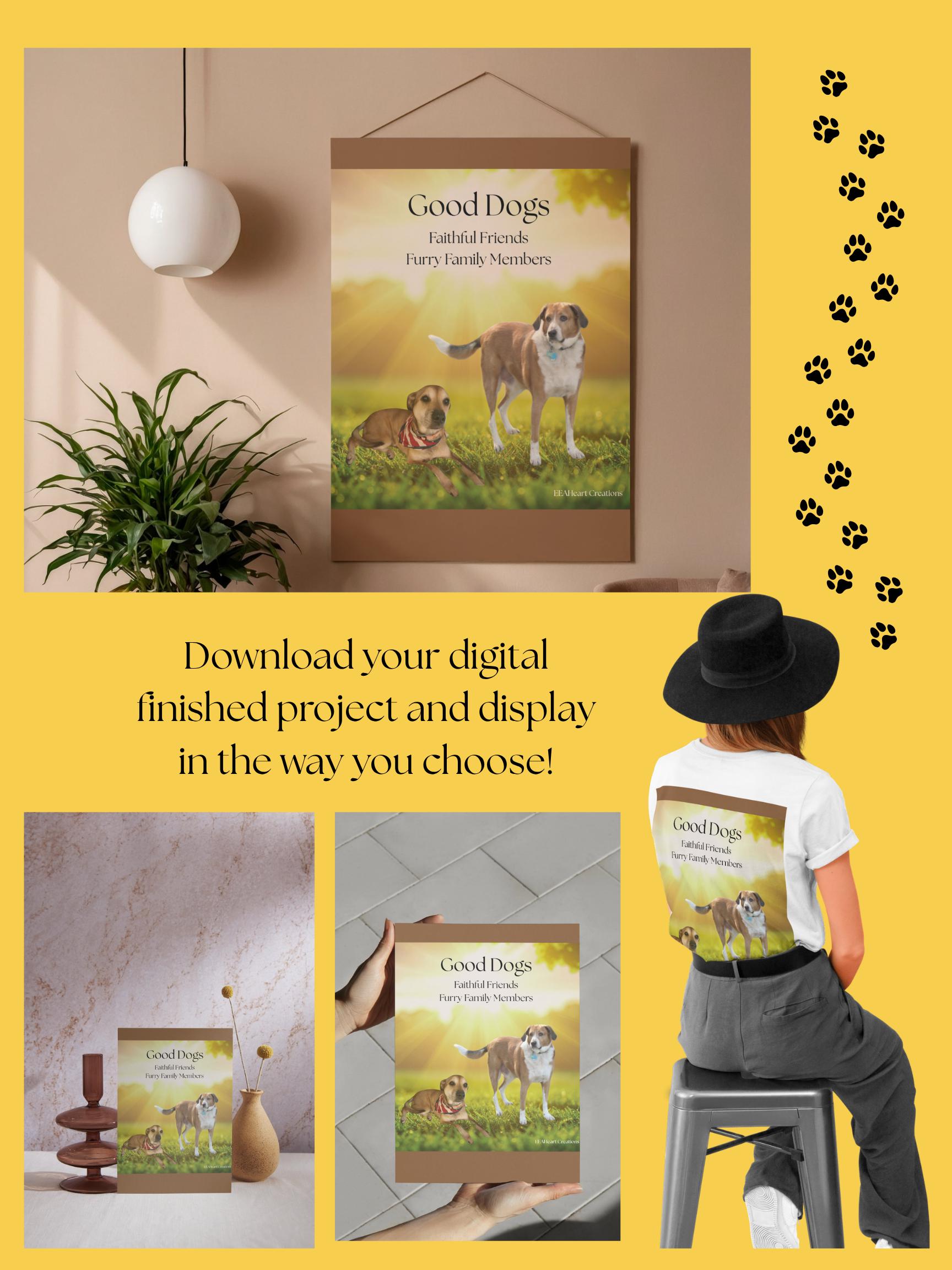 Custom Pet Portrait, digital download, photo to art, memorial tribute, instant gift