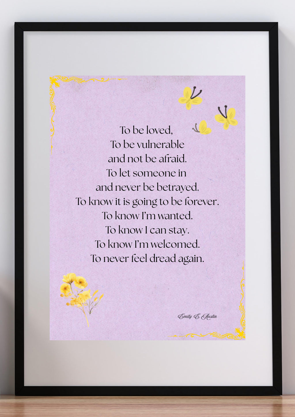 Romantic love poem art print, purple digital download poster, To Be Loved