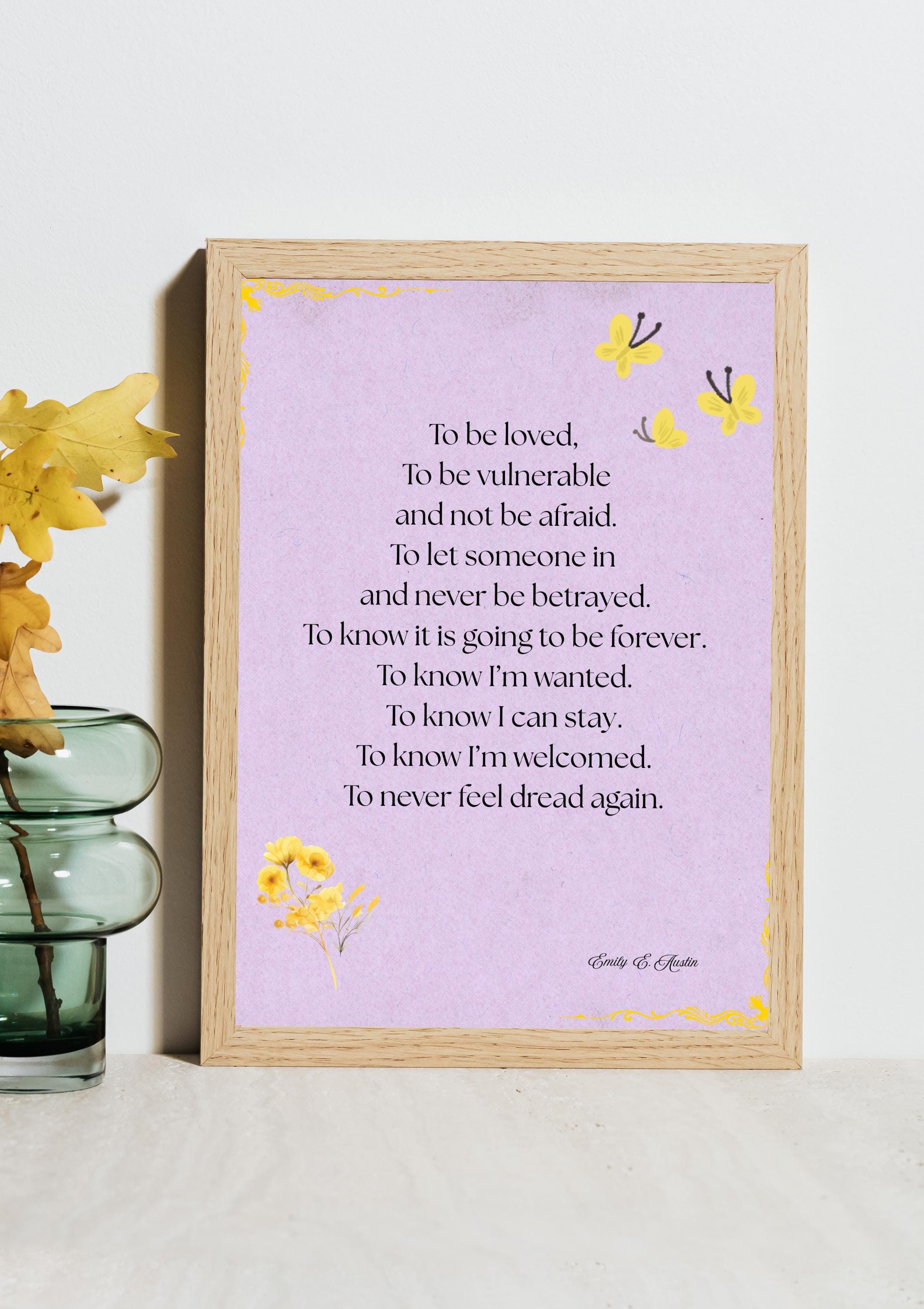Romantic love poem art print, purple digital download poster, To Be Loved