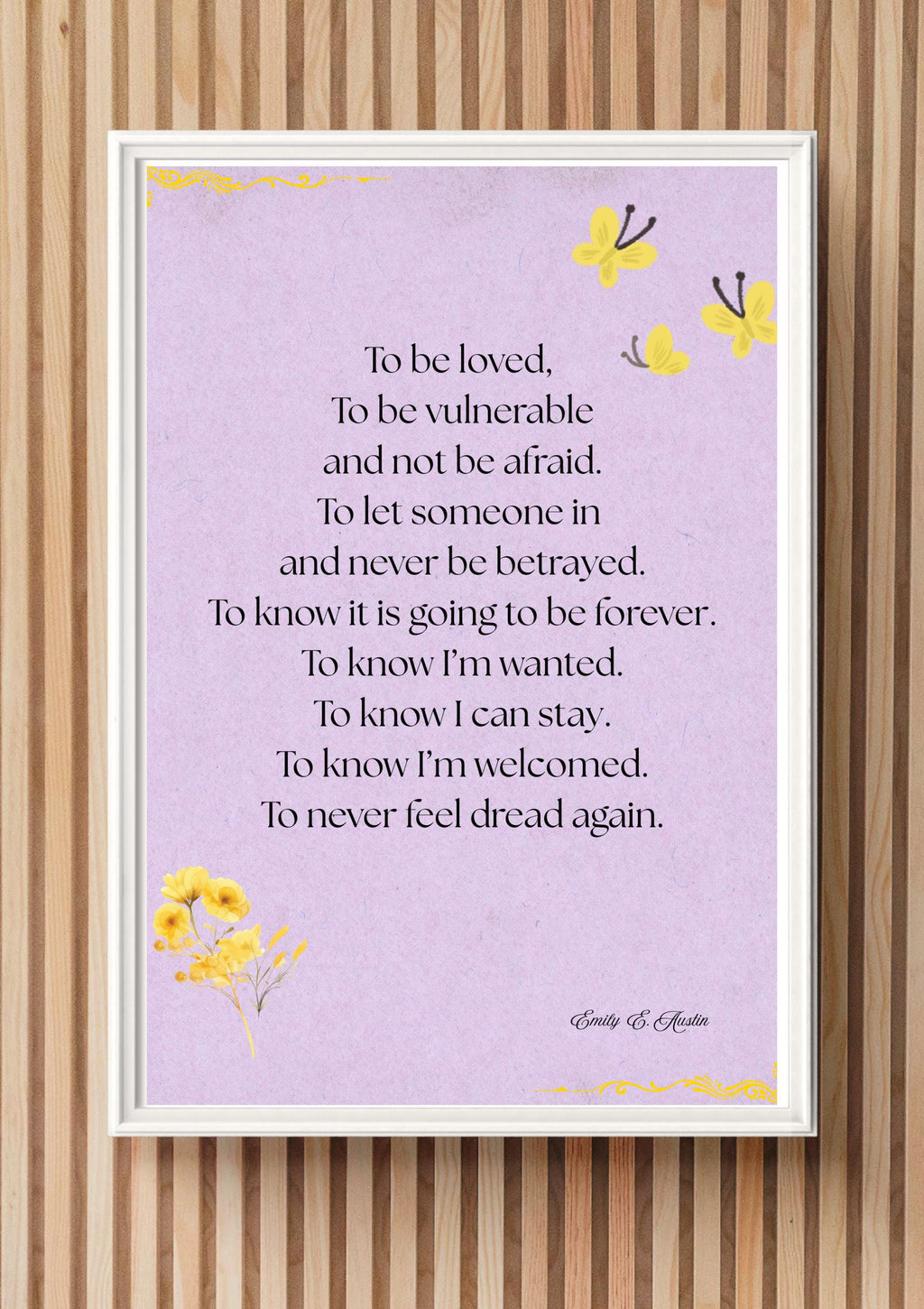 Romantic love poem art print, purple digital download poster, To Be Loved