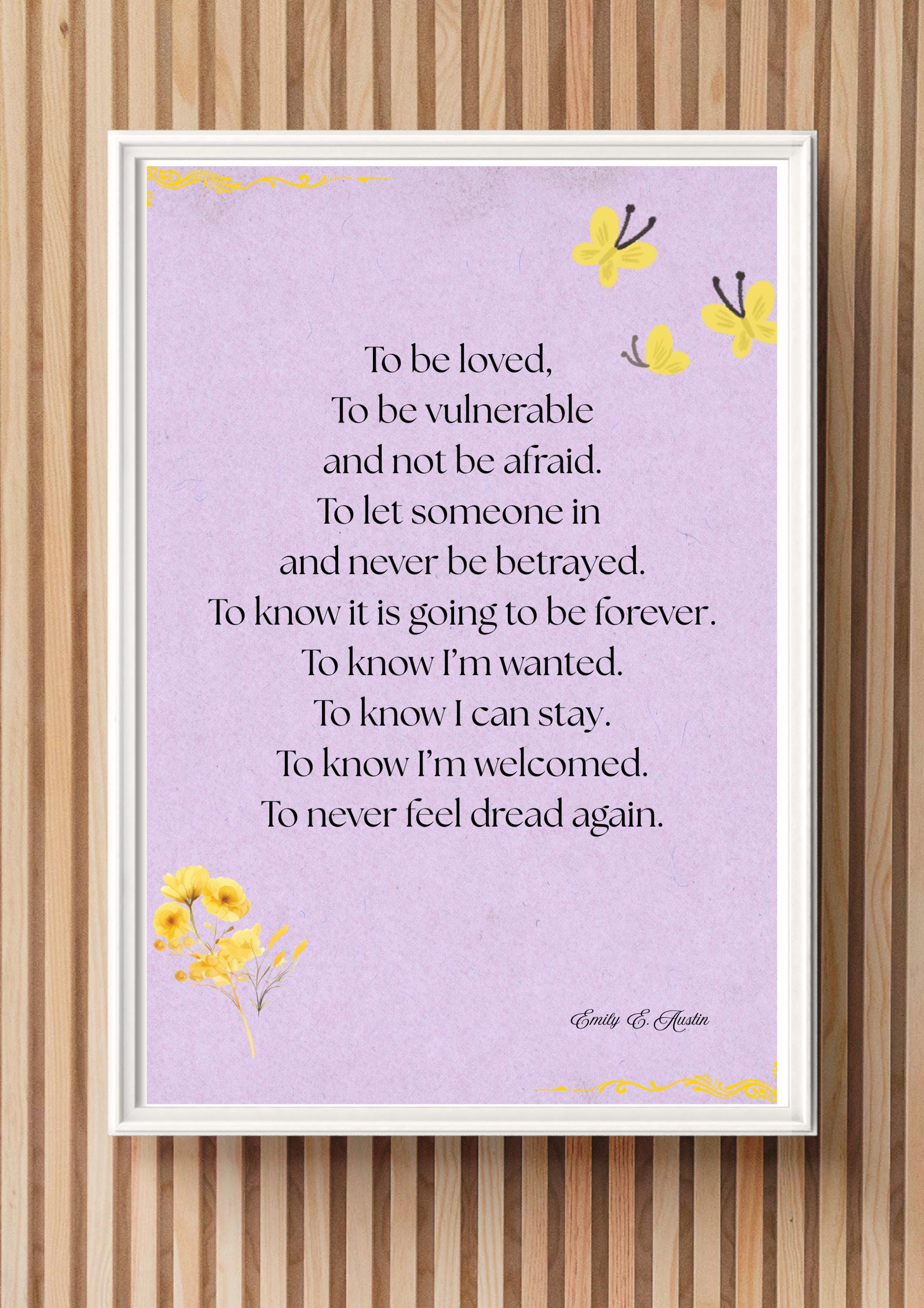 Romantic love poem art print, purple digital download poster, To Be Loved