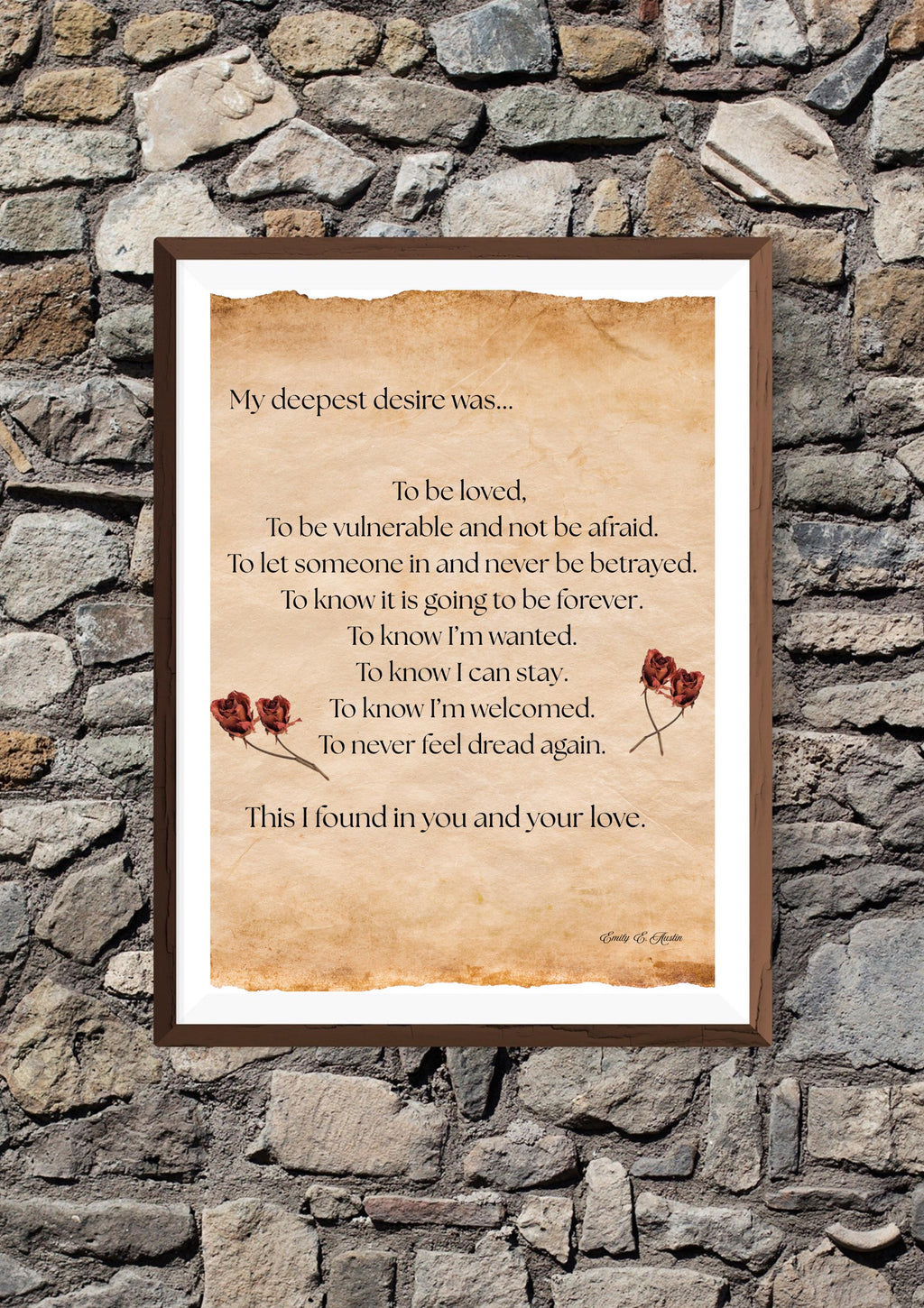 Romantic poetry wall art digital download, parchment rose print