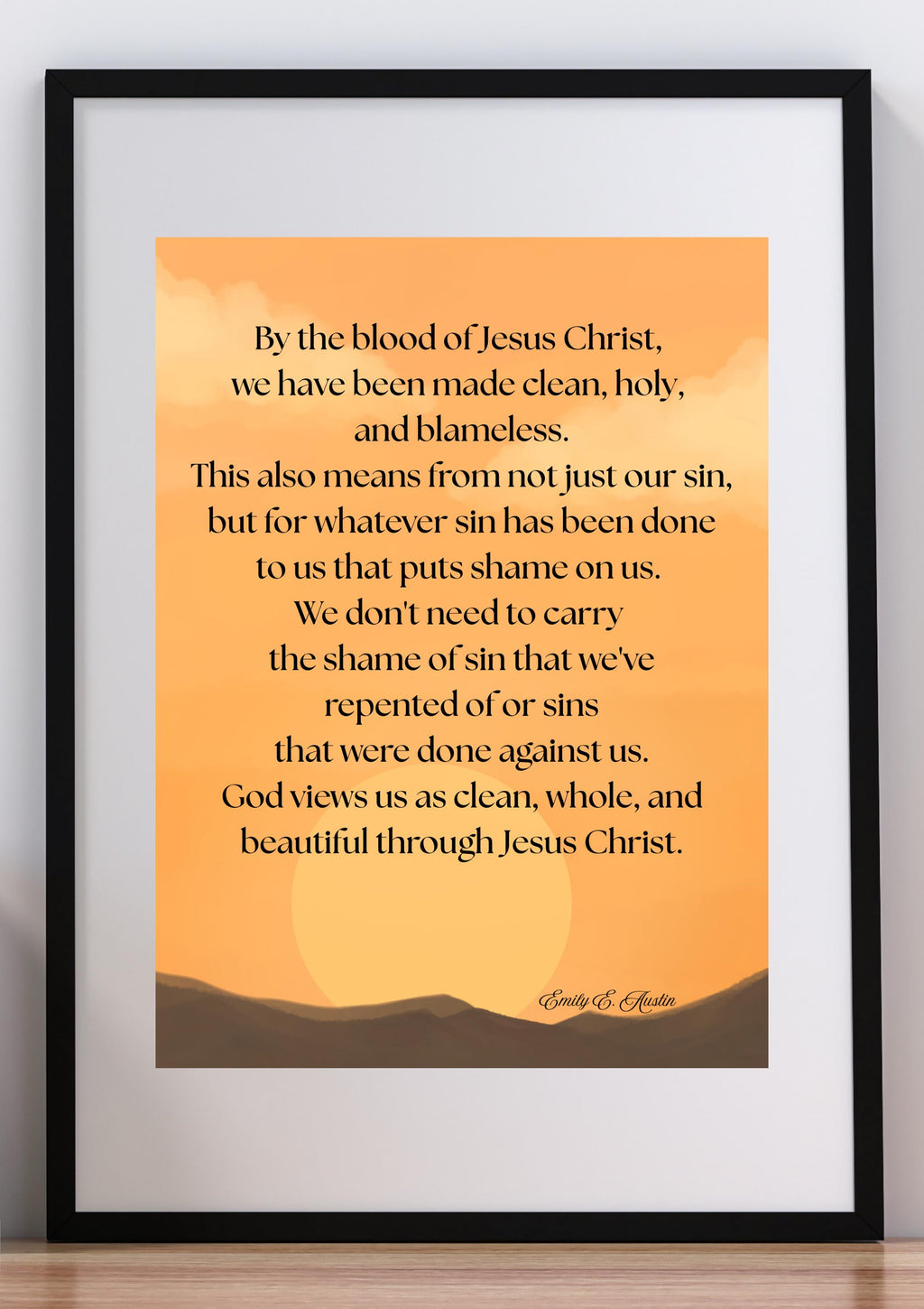 Mindful meditation quote digital download, God Views Us, sunset design, wall art