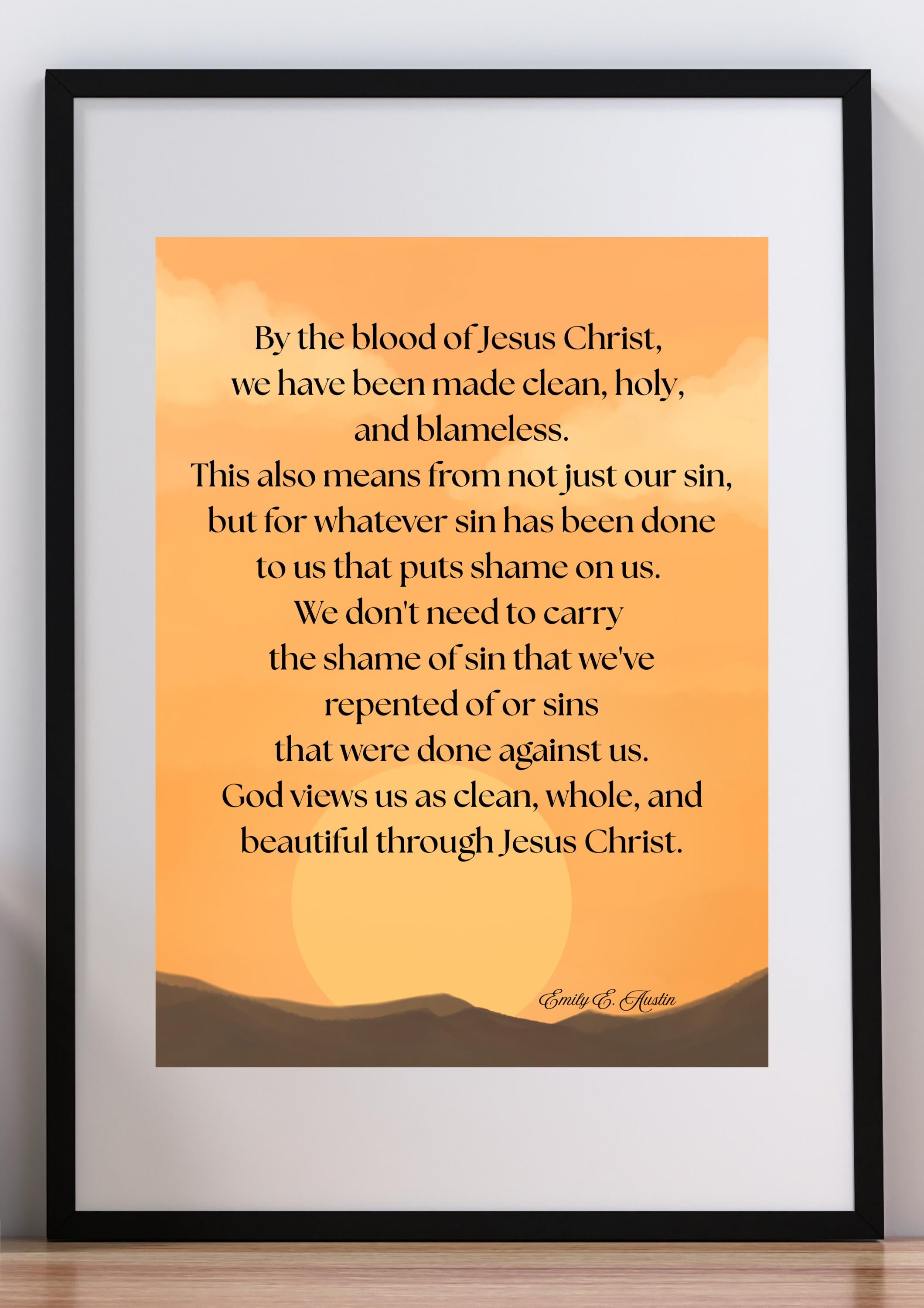 Mindful meditation quote digital download, God Views Us, sunset design, wall art