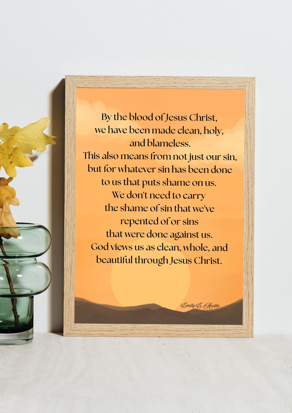 Mindful meditation quote digital download, God Views Us, sunset design, wall art