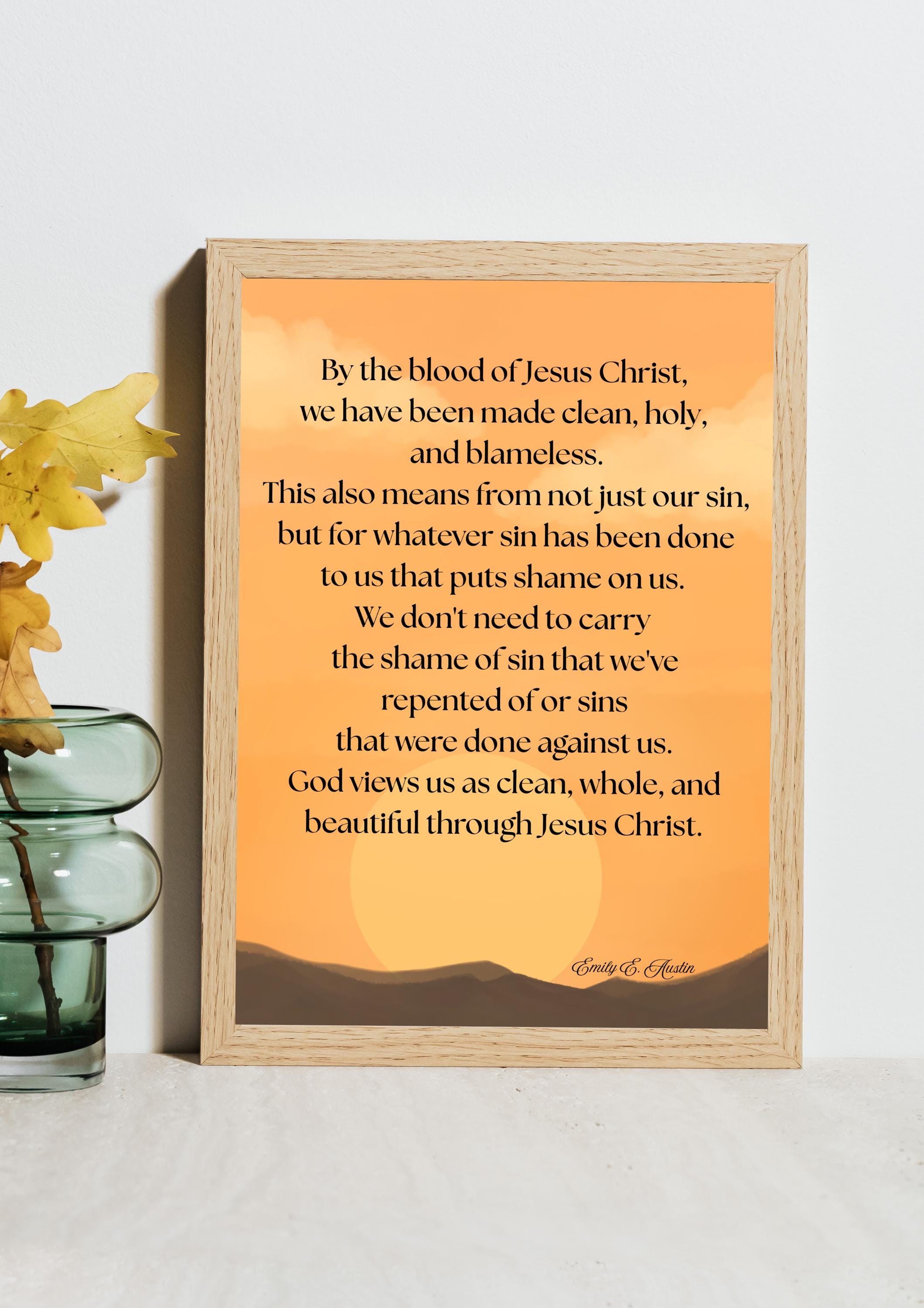 Mindful meditation quote digital download, God Views Us, sunset design, wall art