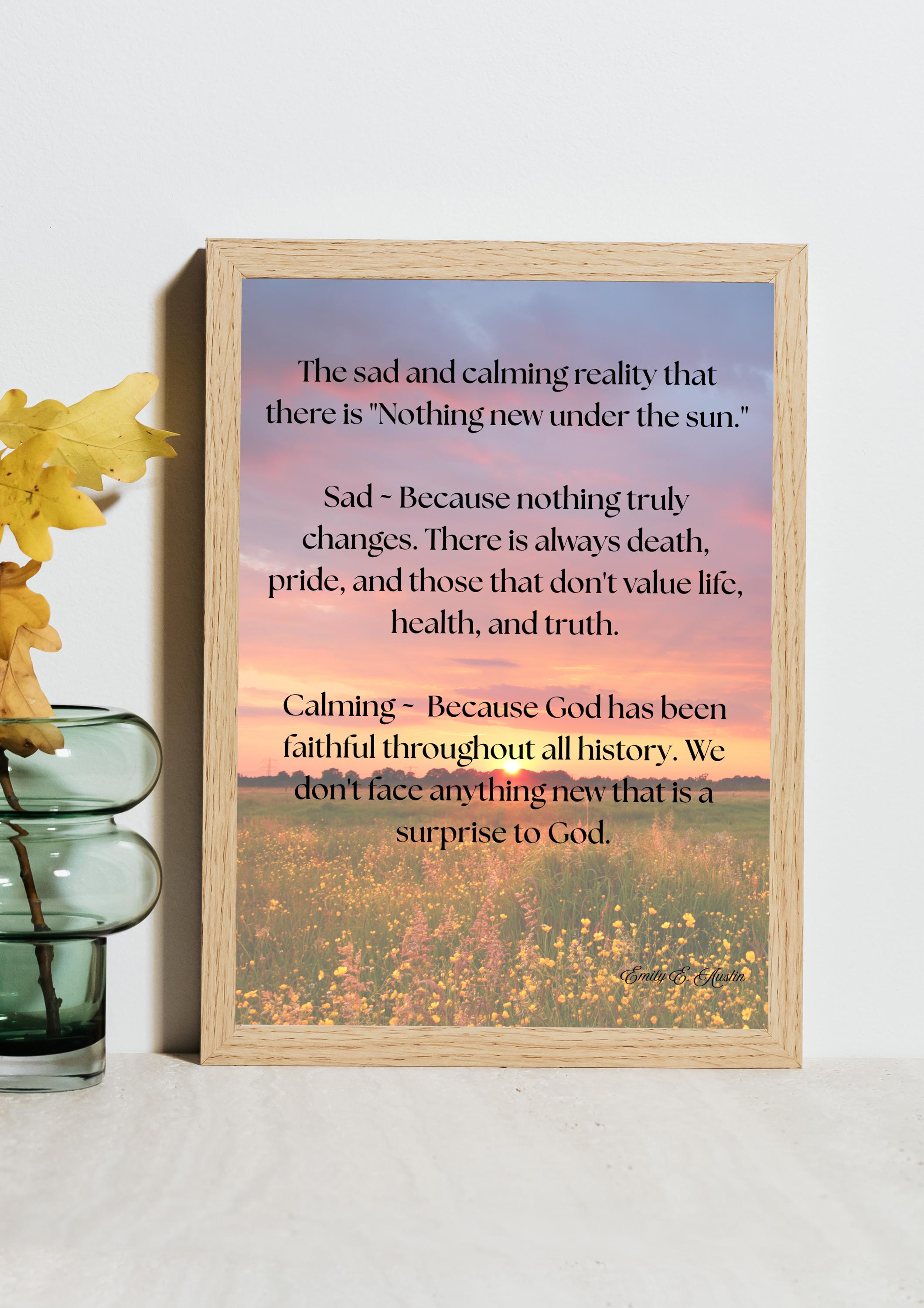 Ecclesiastes poster digital download, Nothing New Under the Sun scripture art, printable wall decor