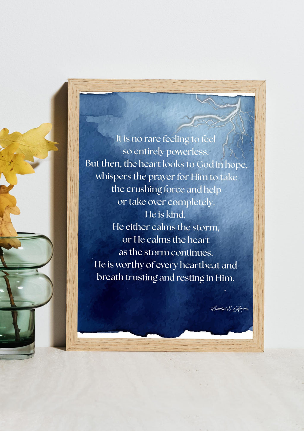 Calm the Storm wall art, spiritual quote printable, minimalist digital download poster