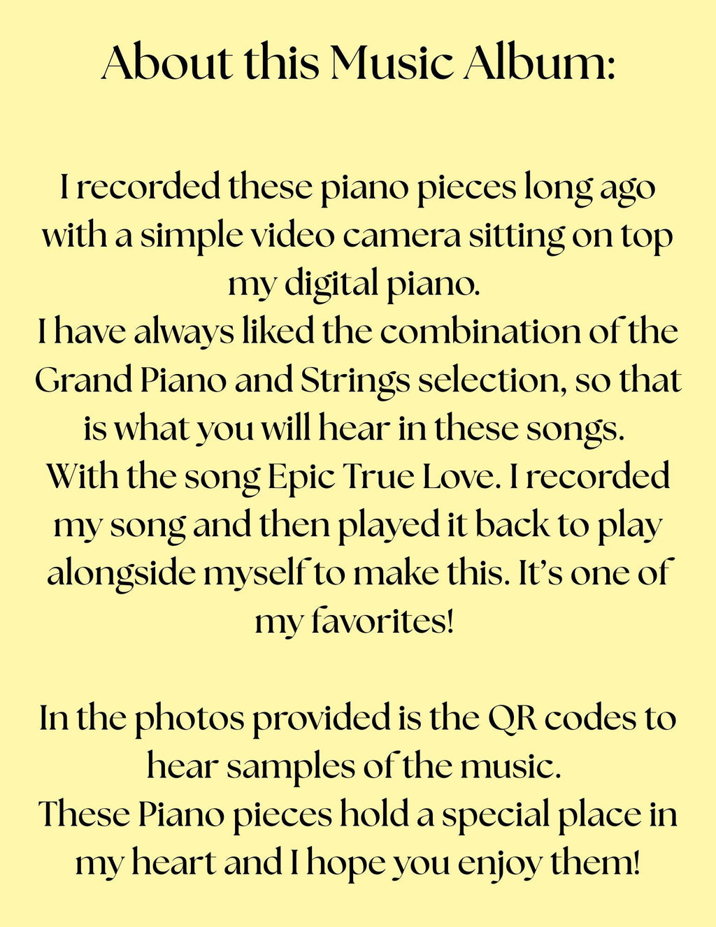 Piano music MP3, Songs from the Heart album, digital download by Emily E. Austin