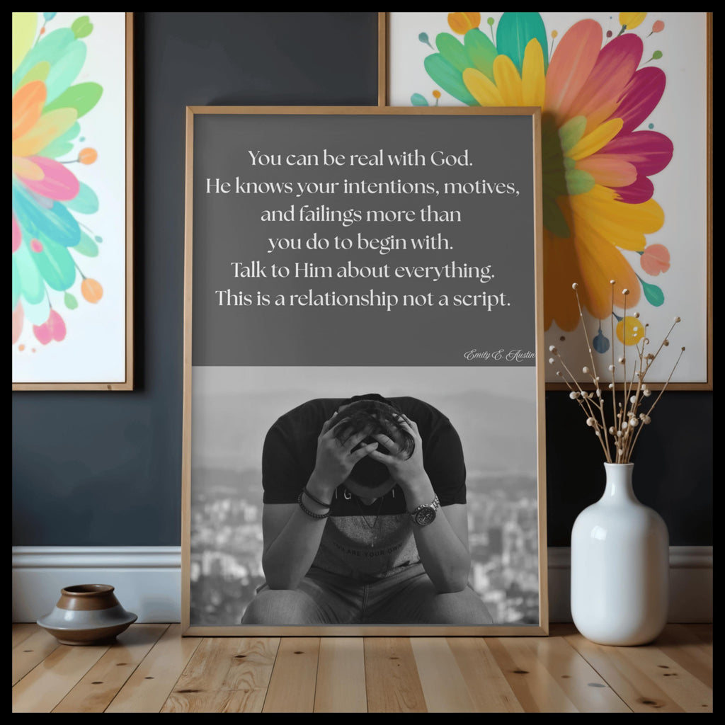 You Can Be Real printable, grey design, spiritual quote wall art, digital download