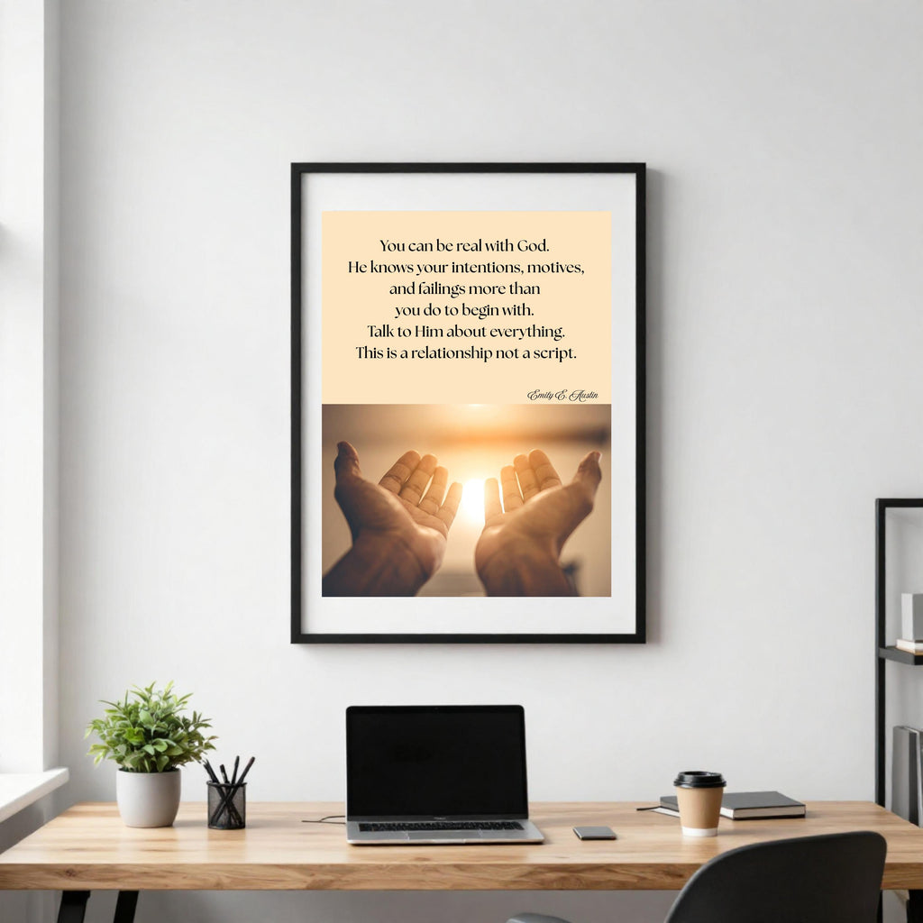 You Can Be Real printable, open hands design, spiritual quote wall art, digital download