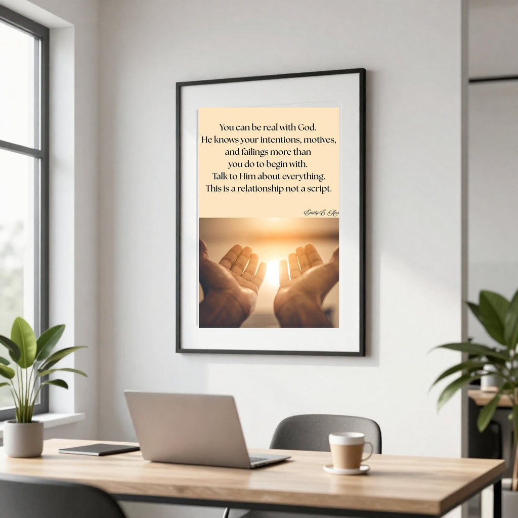 You Can Be Real printable, open hands design, spiritual quote wall art, digital download