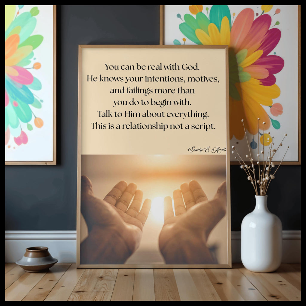 You Can Be Real printable, open hands design, spiritual quote wall art, digital download