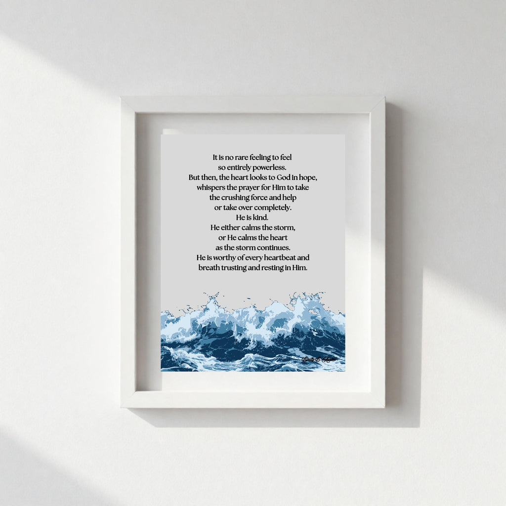 Calm the Storm wall art, Raging Sea design, spiritual quote, digital download poster