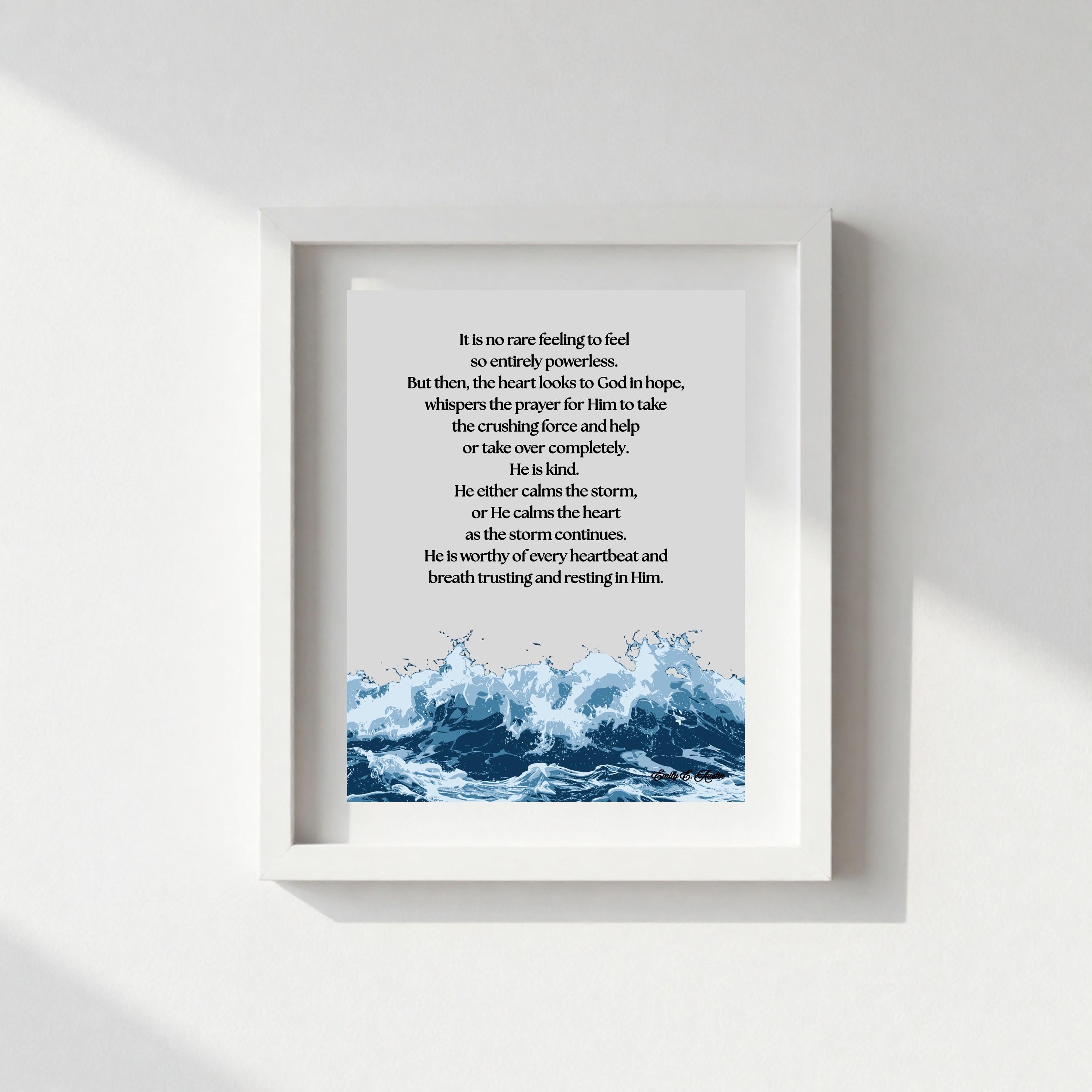Calm the Storm wall art, Raging Sea design, spiritual quote, digital download poster