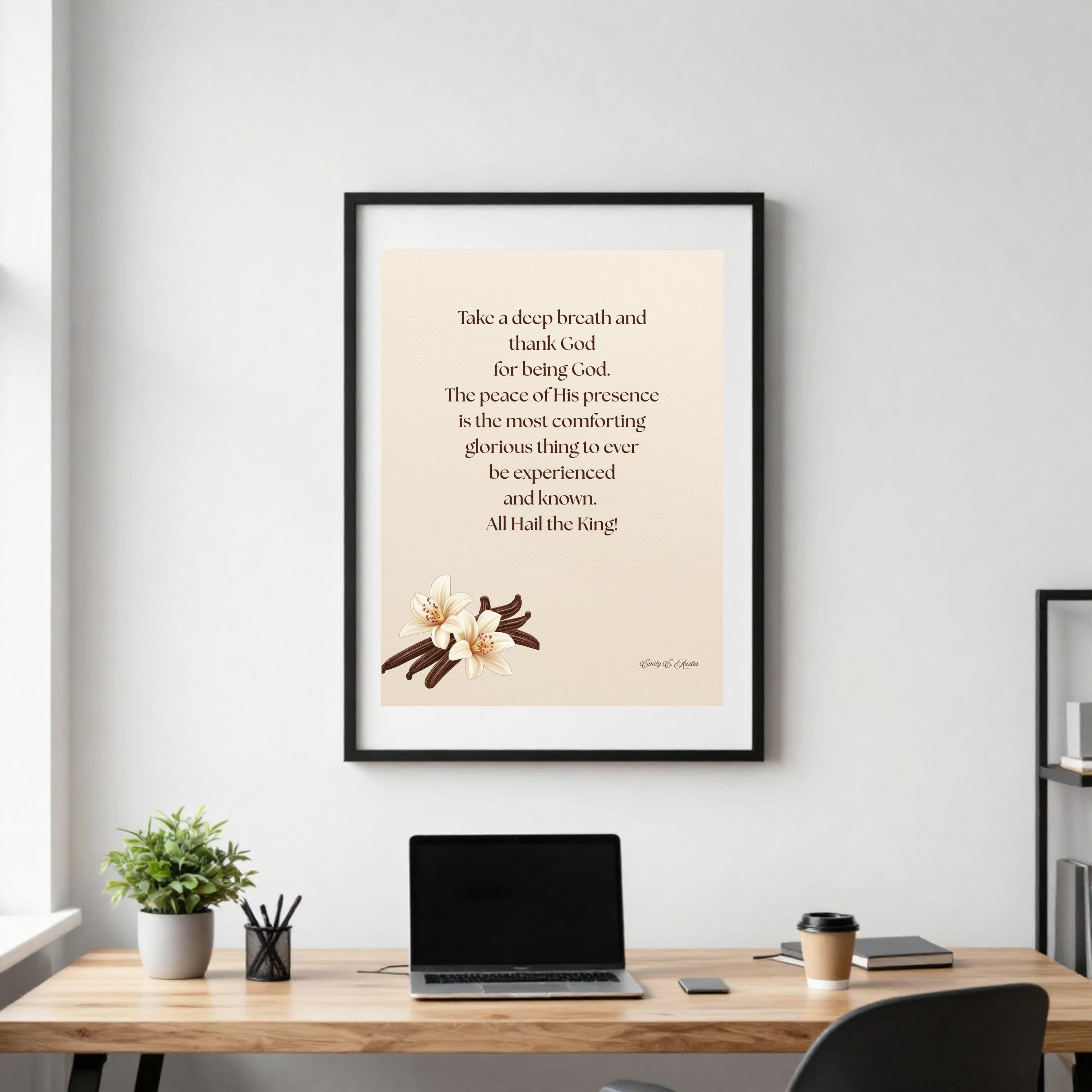 Take a Breath meditation poster, vanilla design, spiritual wall art digital download
