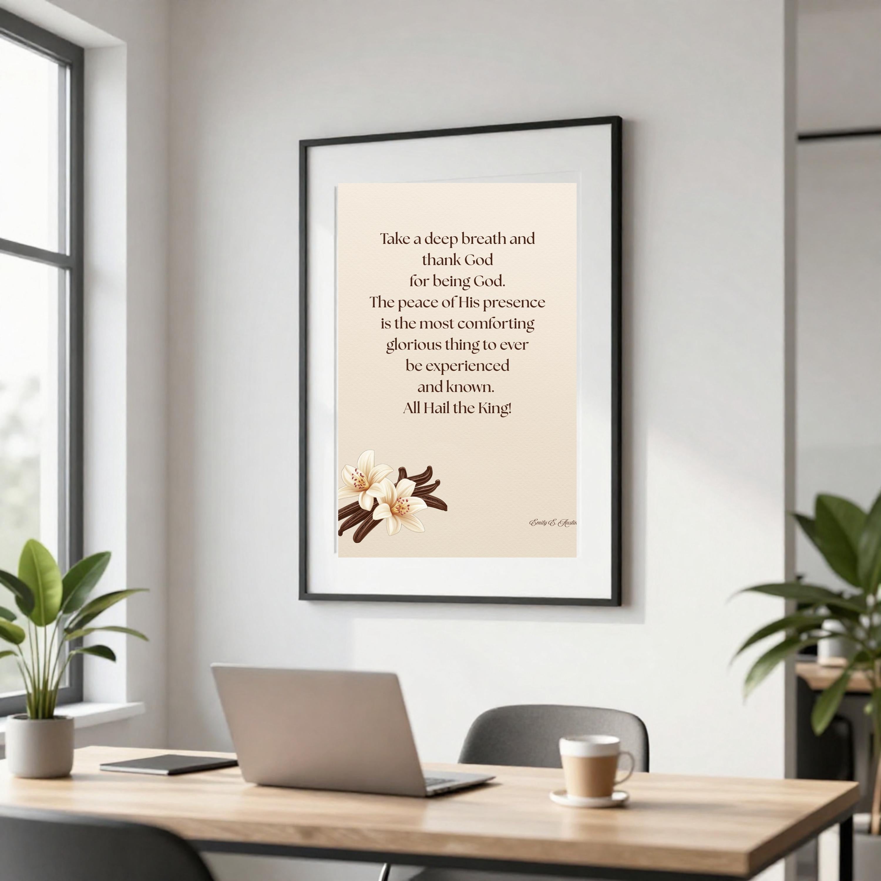 Take a Breath meditation poster, vanilla design, spiritual wall art digital download