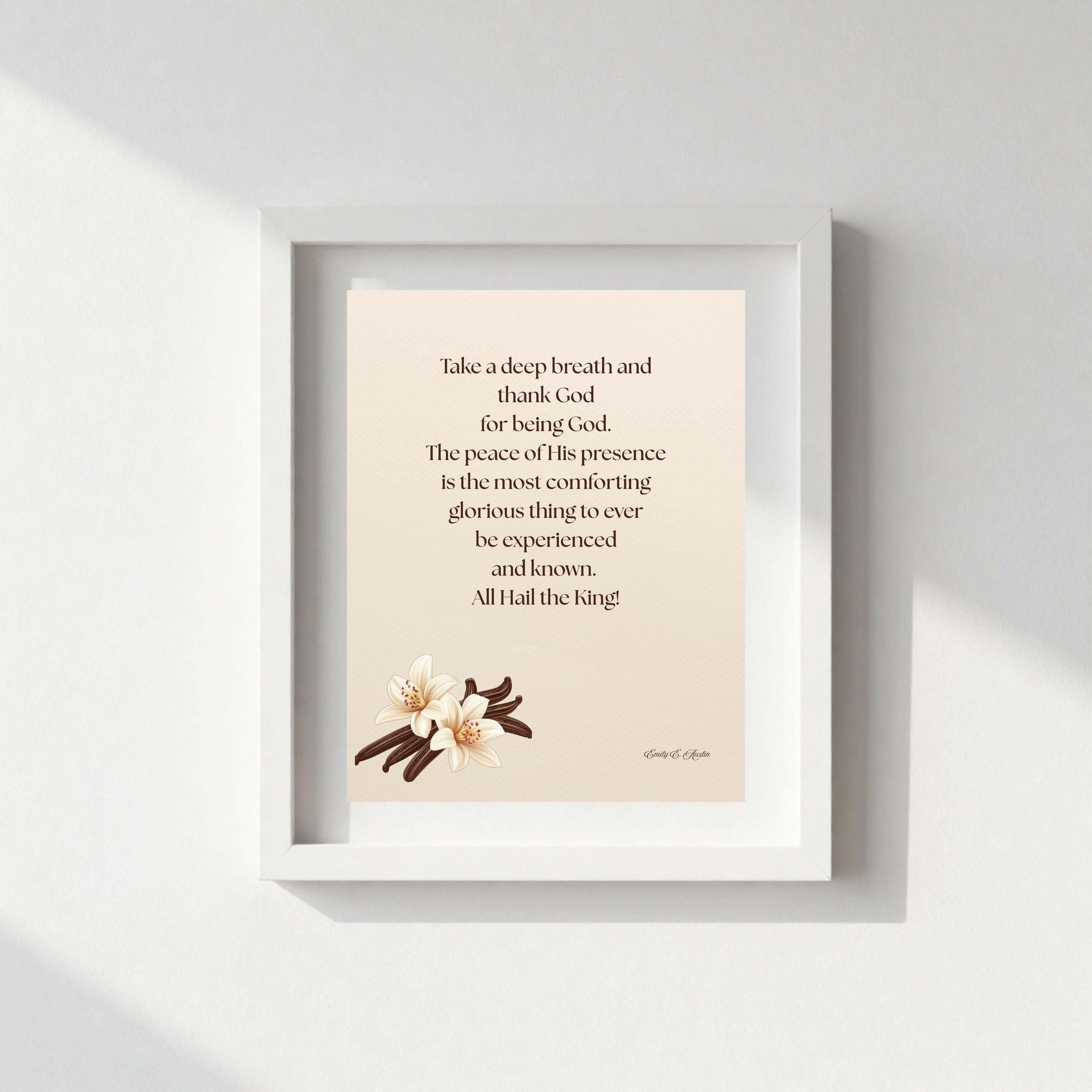 Take a Breath meditation poster, vanilla design, spiritual wall art digital download