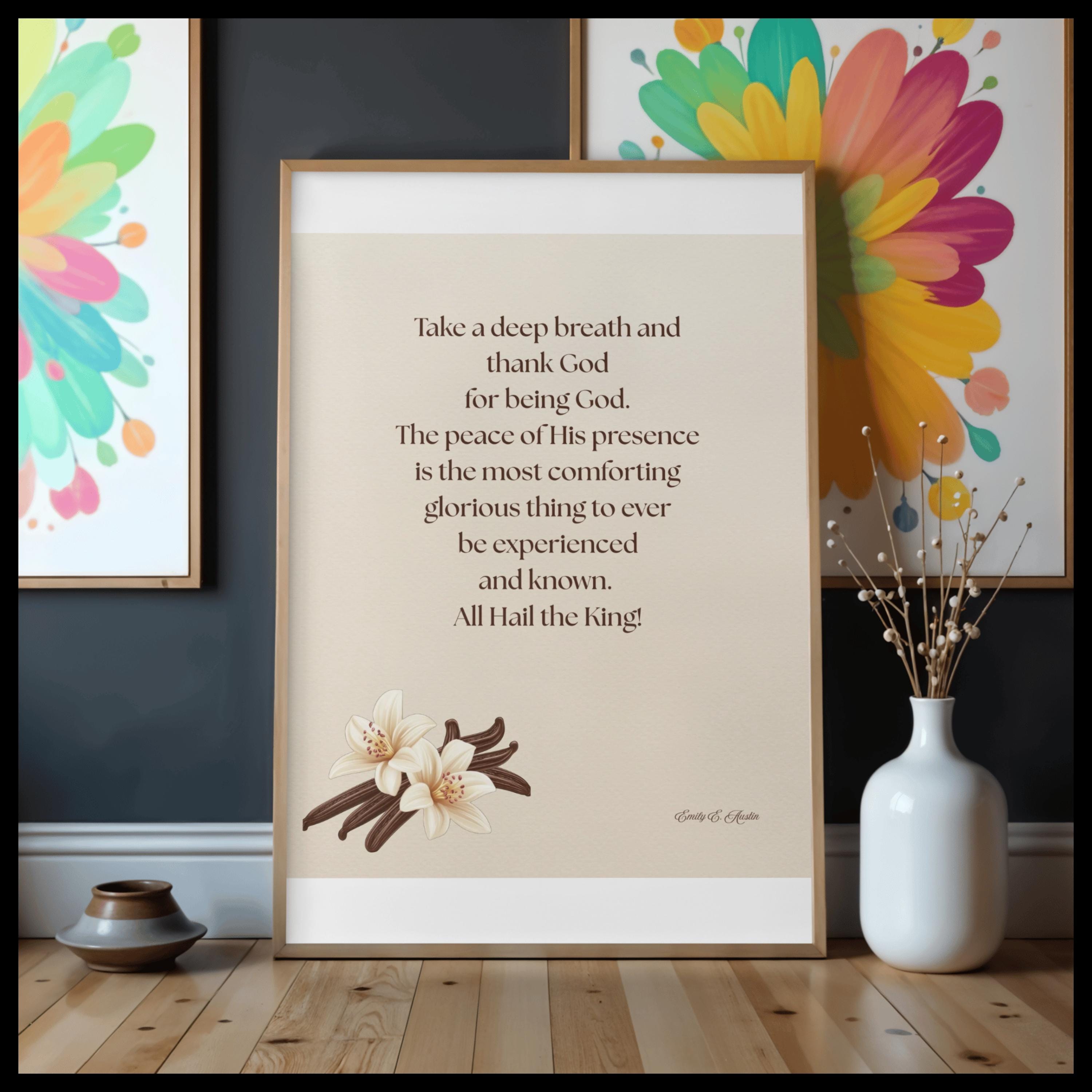 Take a Breath meditation poster, vanilla design, spiritual wall art digital download