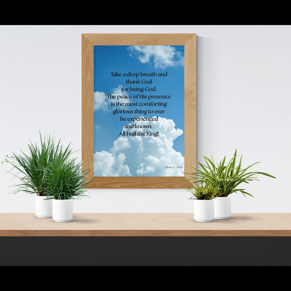Take a Breath meditation poster, clouds design, spiritual wall art digital download