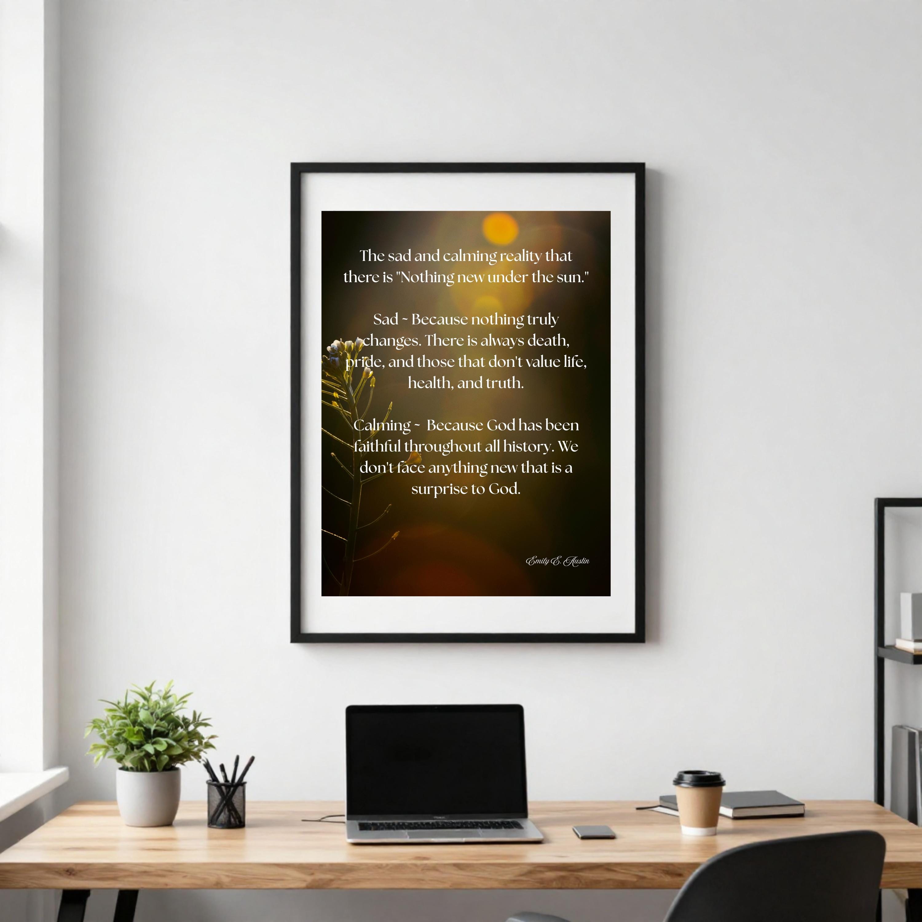Ecclesiastes poster, Nothing New Under the Sun scripture art, calm flower design, printable wall decor
