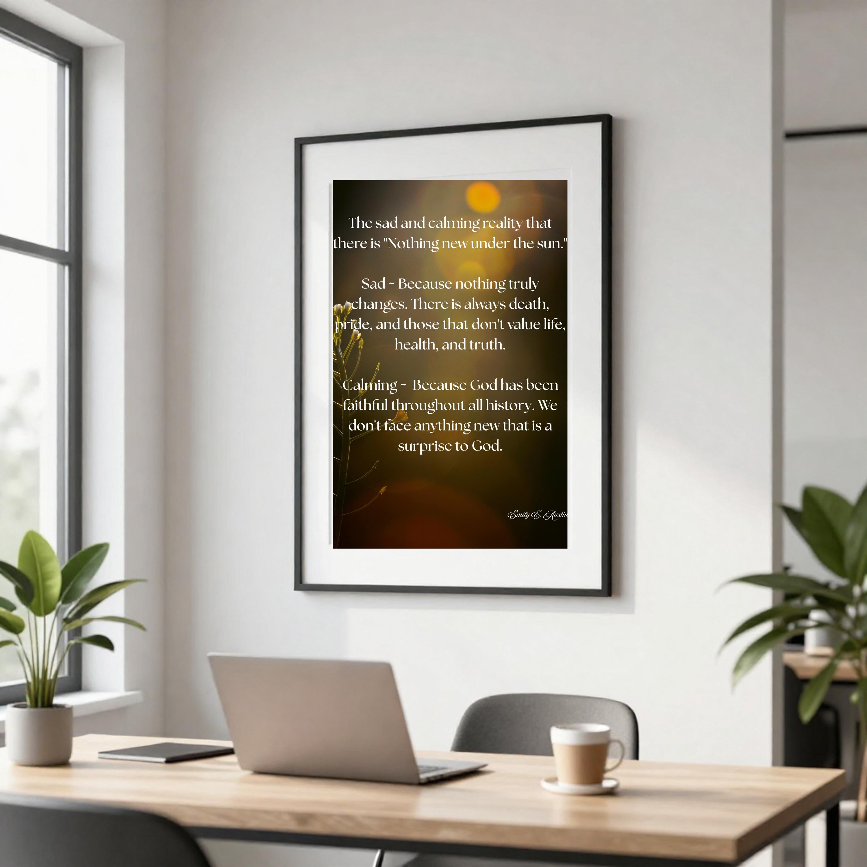 Ecclesiastes poster, Nothing New Under the Sun scripture art, calm flower design, printable wall decor