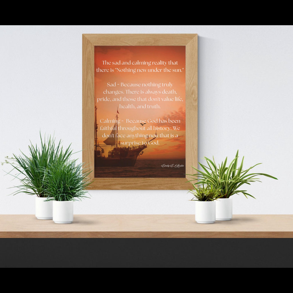 Ecclesiastes poster digital download, Nothing New Under the Sun, ship at sunset design, scripture art, printable wall decor