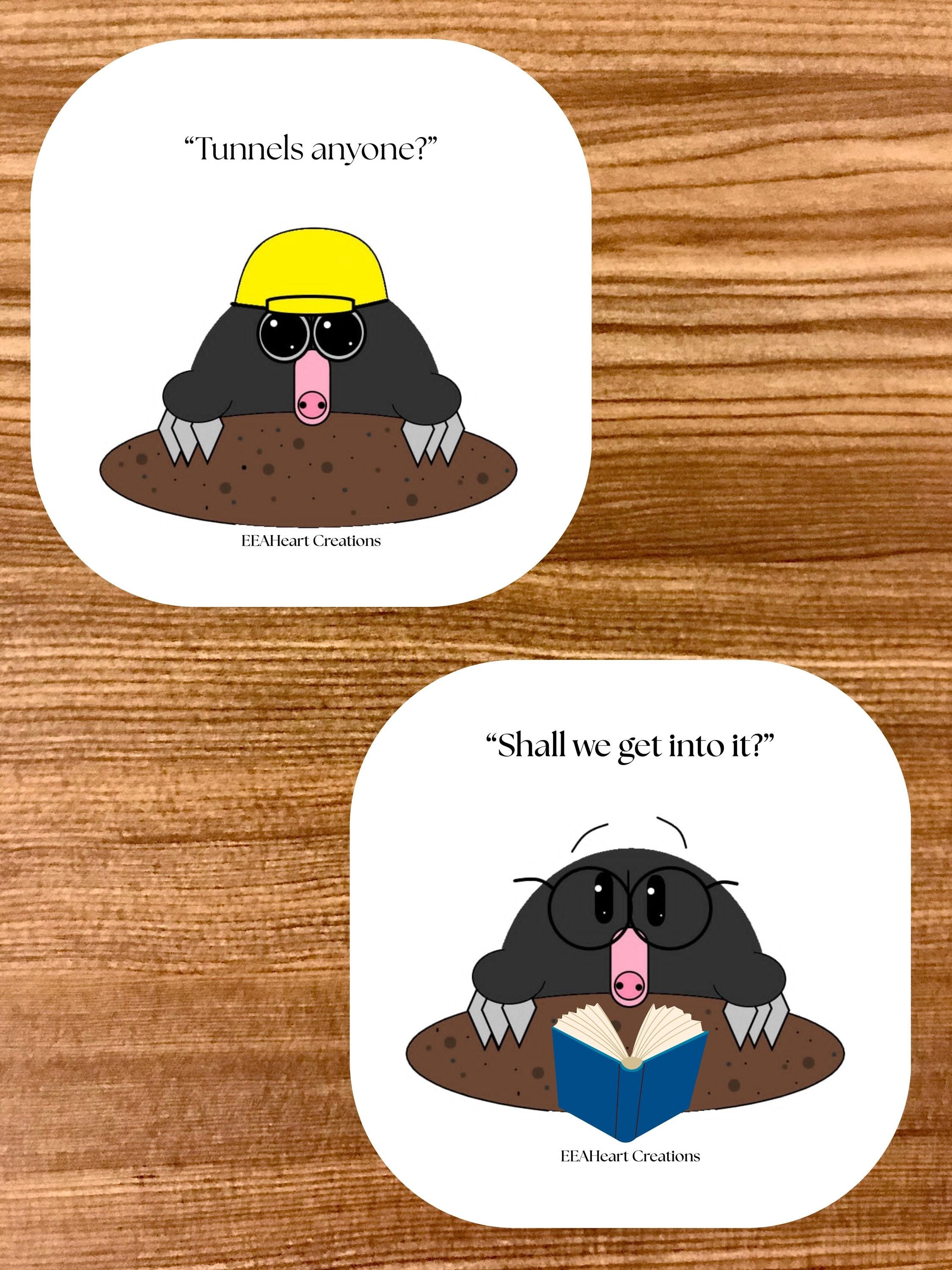 Happy Mole Stickers, digital download, decals, printable gift