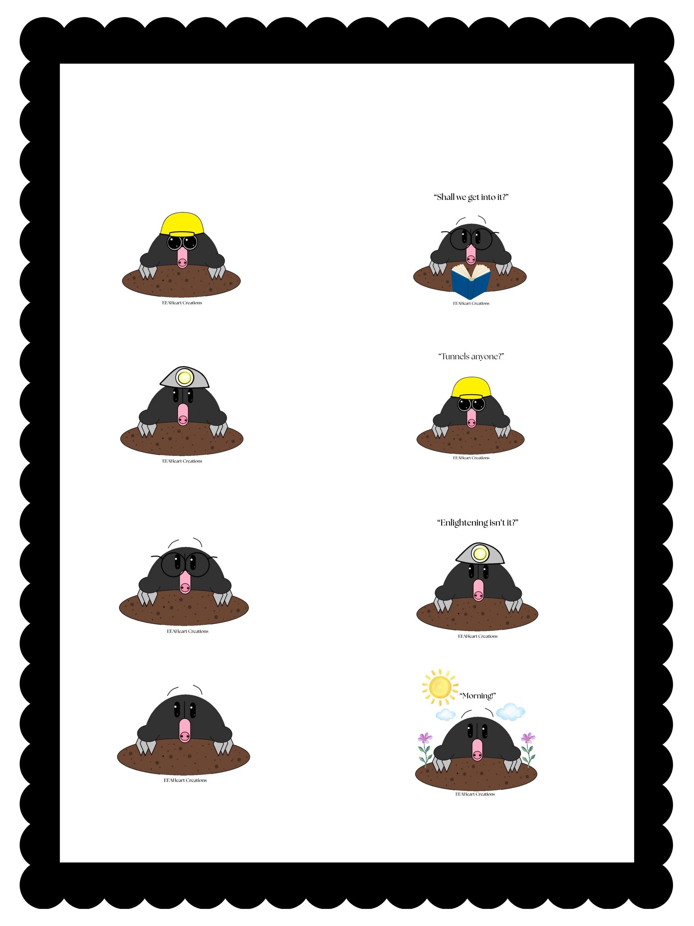 Happy Mole Stickers, digital download, decals, printable gift