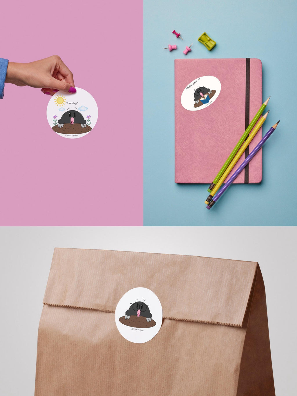 Happy Mole Stickers, digital download, decals, printable gift