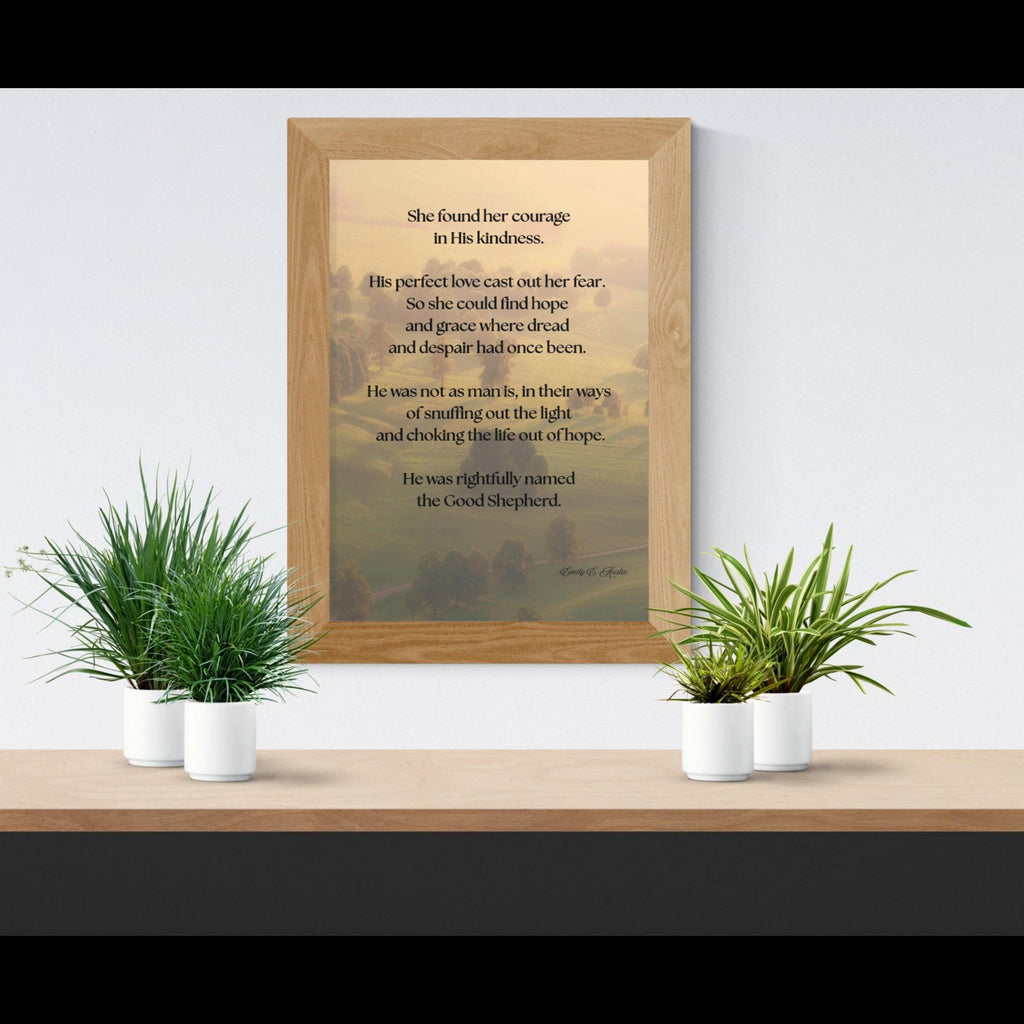 She Found Her Courage printable wall art, tree field design, digital download meditation poster