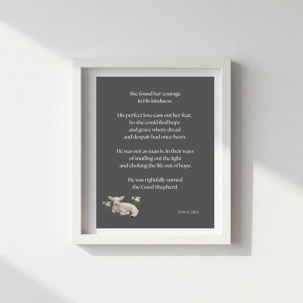 She Found Her Courage printable wall art, grey color design, digital download, meditation quote