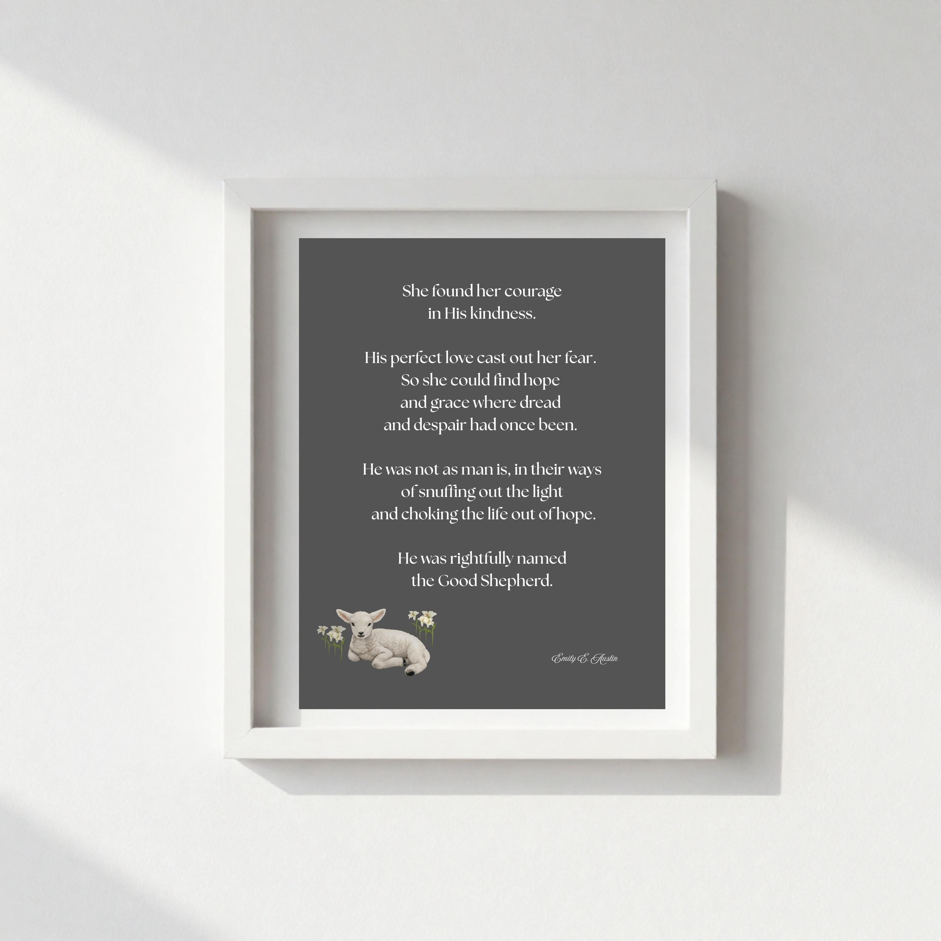 She Found Her Courage printable wall art, grey color design, digital download, meditation quote