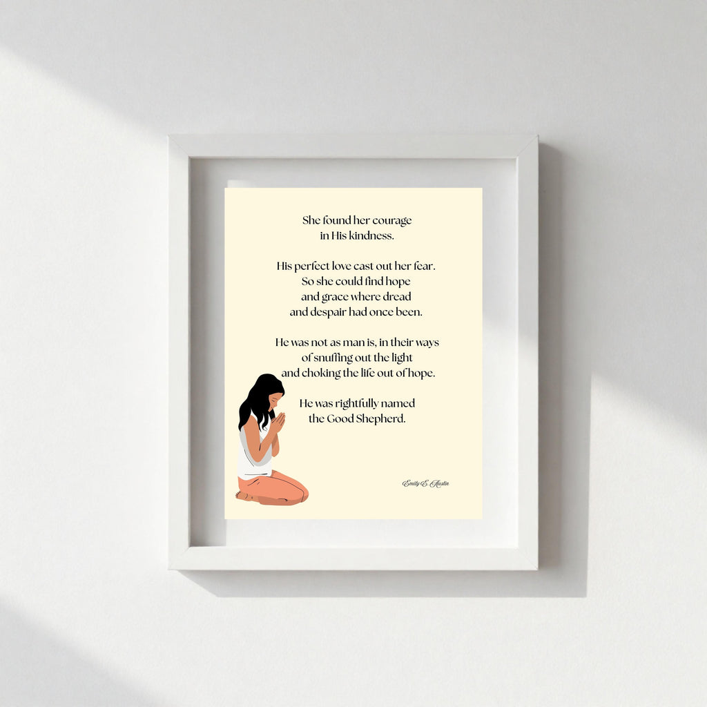 She Found Her Courage wall art, prayer design, digital download poster, meditation quote decor